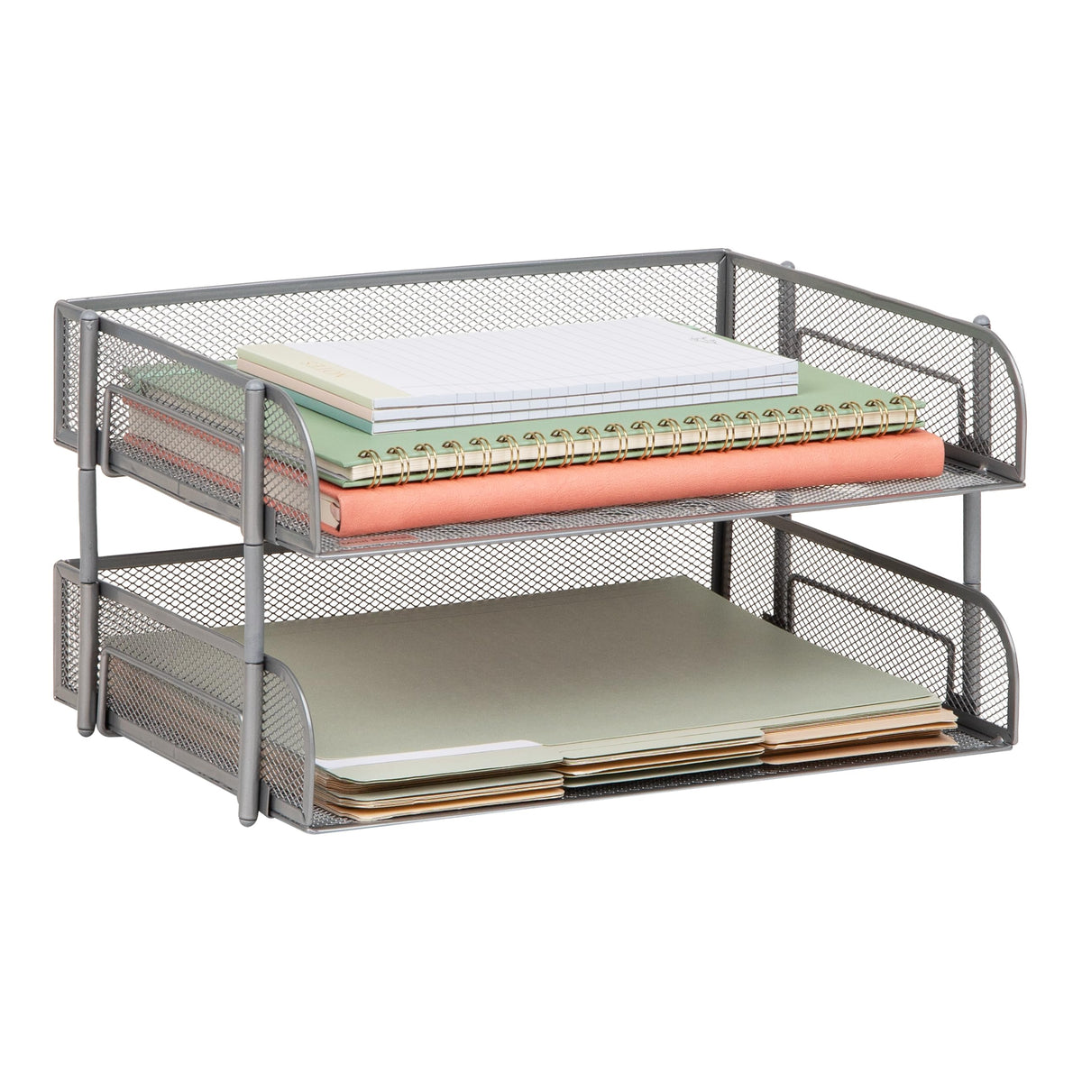 Mind Reader 2-Tier Stackable Paper Tray, Desktop Organizer for Letter-Size Documents, Office File