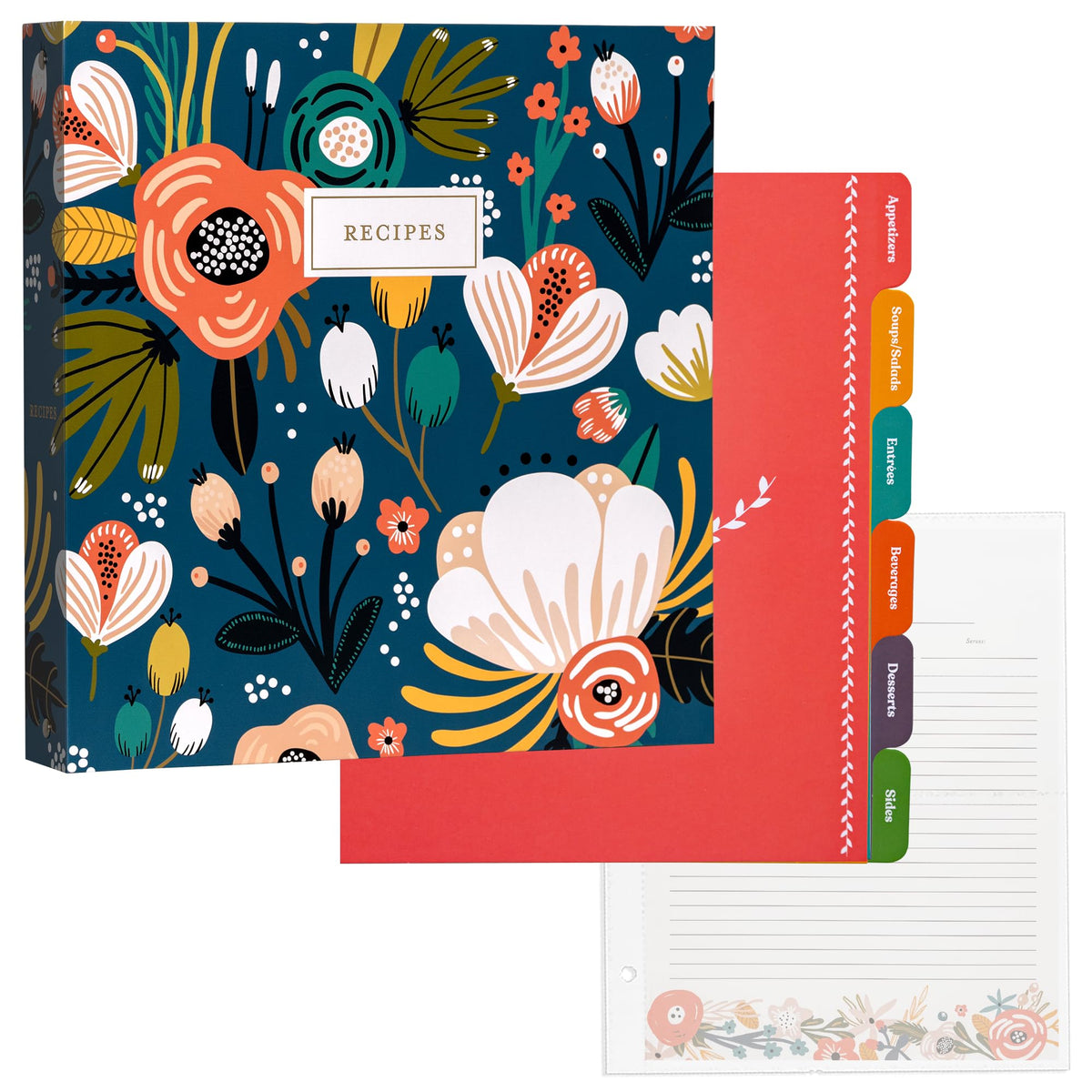 Jot & Mark 8.5"" x 11"" Sturdy 3 Ring Recipe Binder with Spill-Proof Clear