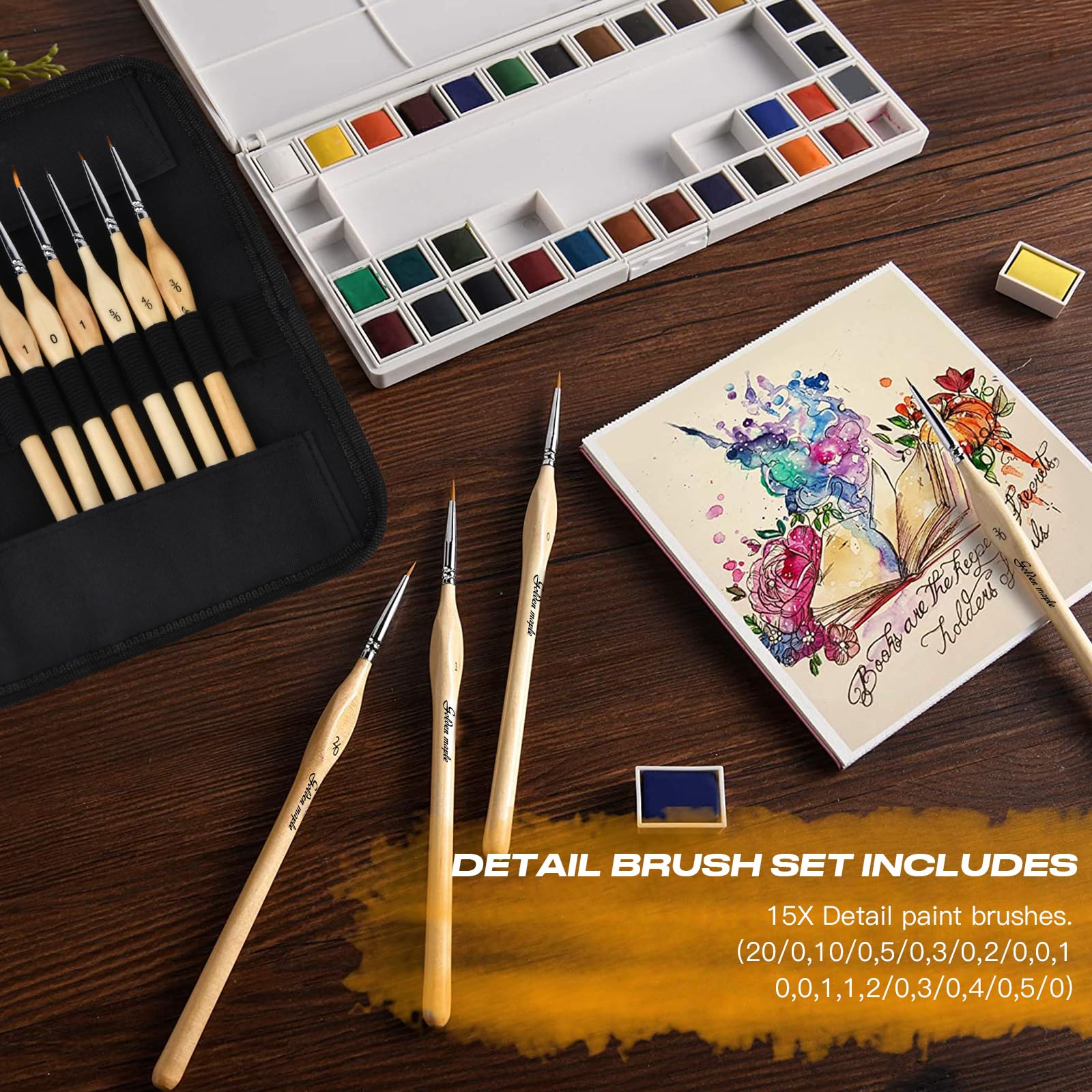Golden Maple Miniature Paint Brushes, 15PC Model Brushes Micro Detail Paint Brush Set, Fine