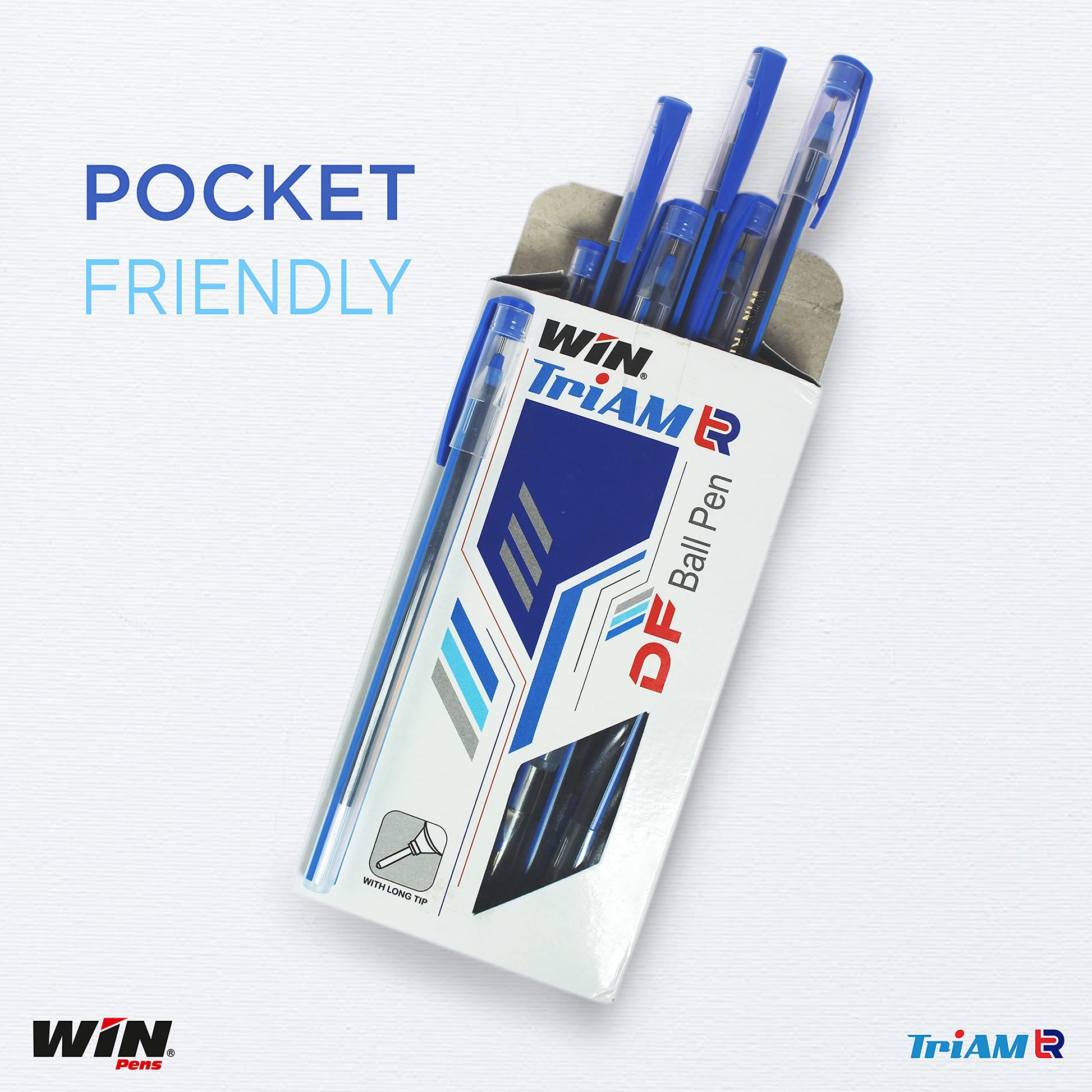 Win Triam TR Ball Pens | 40 Blue Pens | Lightweight Body Design | Use and Throw Pens | For One Time