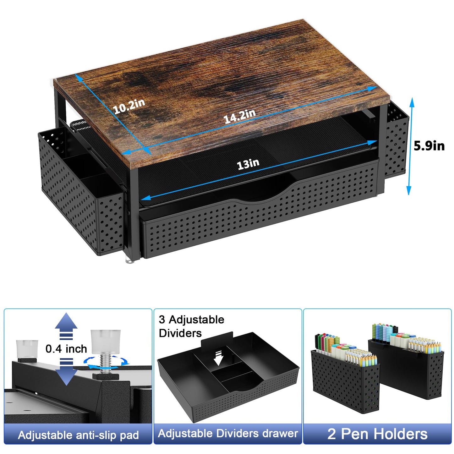 Spacrea Desk Organizers and Accessories, Printer Stand with Storage, Wood