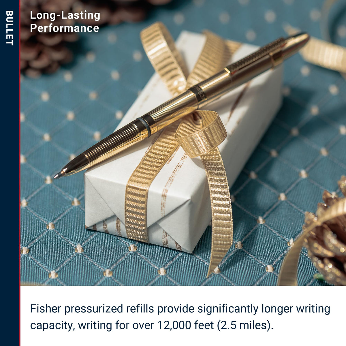 Fisher Space Pen Lacquered Brass Pressurized Ballpoint Bullet Pen, Gift Box