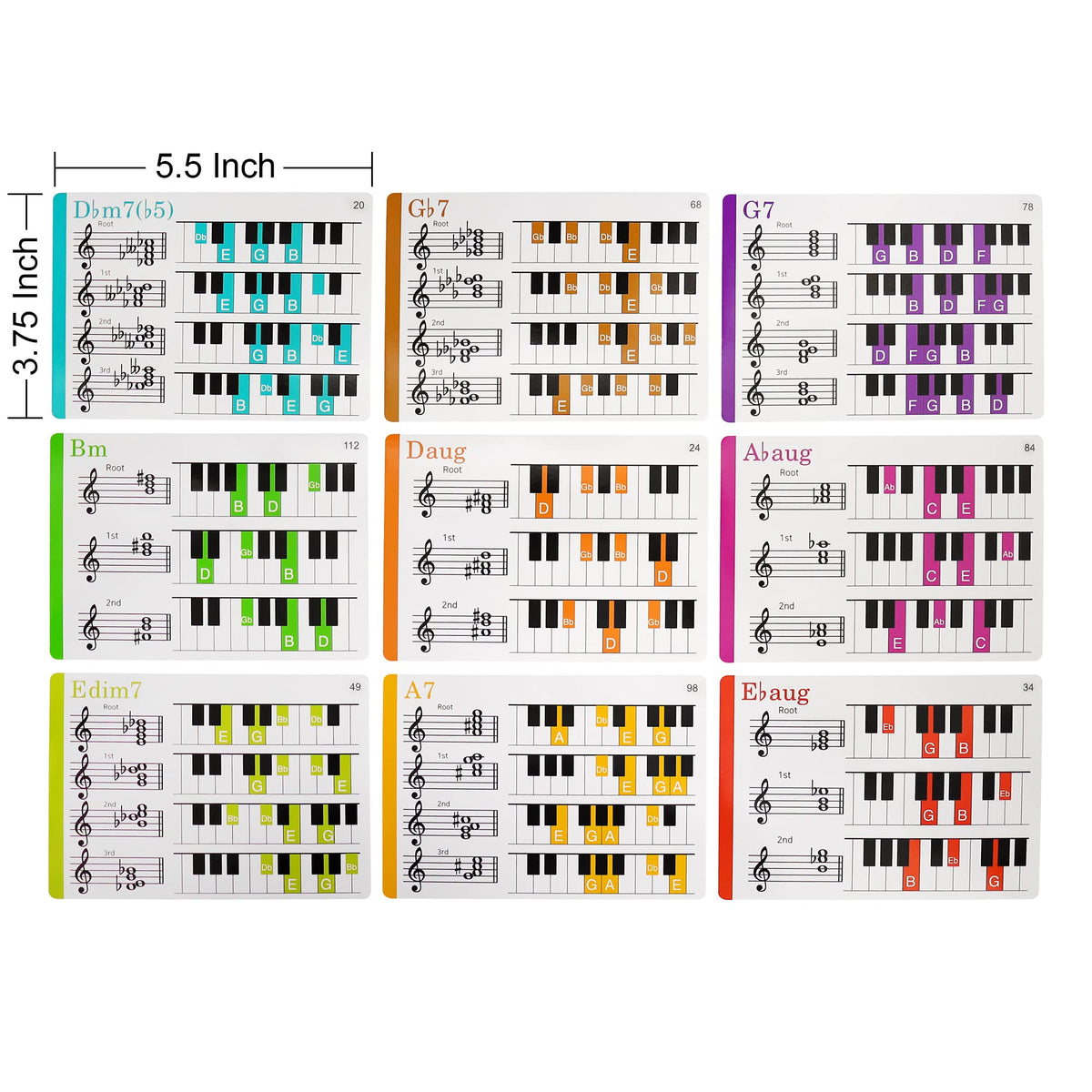 Spedemy Piano Chord Flashcards in Gift Box - Piano Chords Chart Included - ColorCoded Flash Cards