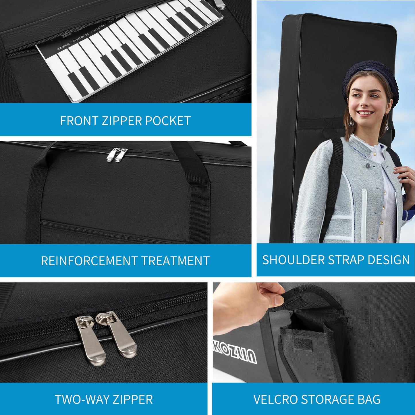 AKOZLIN 76-Key Portable Keyboard Bag, 46.8"x6"x18.1"Soft Gig Bag