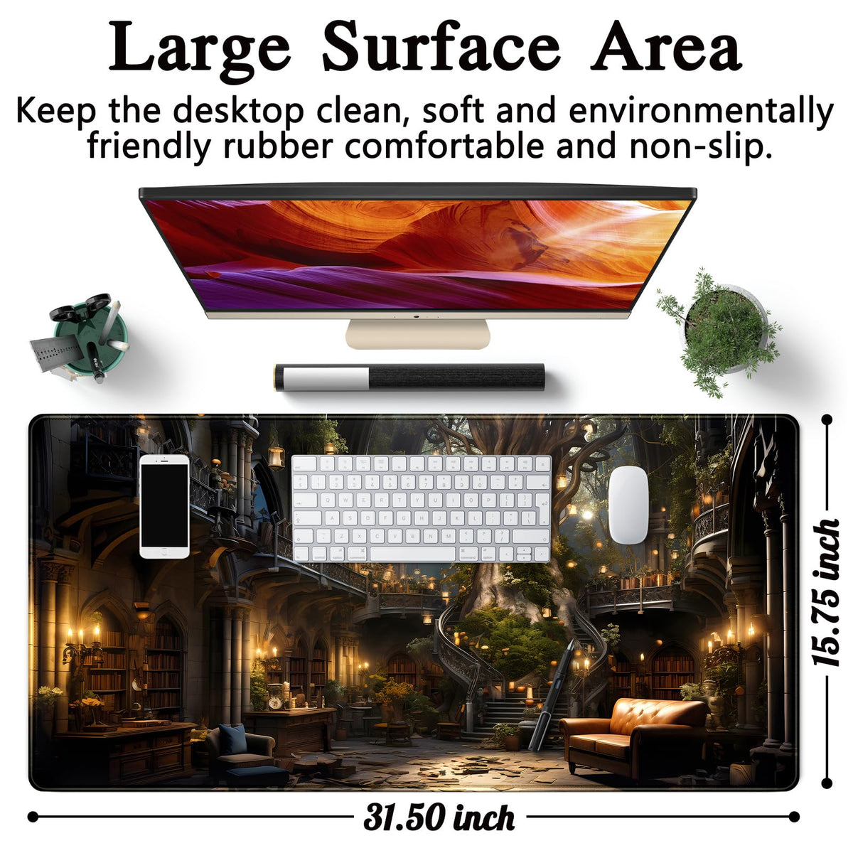 Vintage Aesthetic Desk Mat Adventure Extended Mouse Pad Large Gaming Mousepad XXL Dark Academia