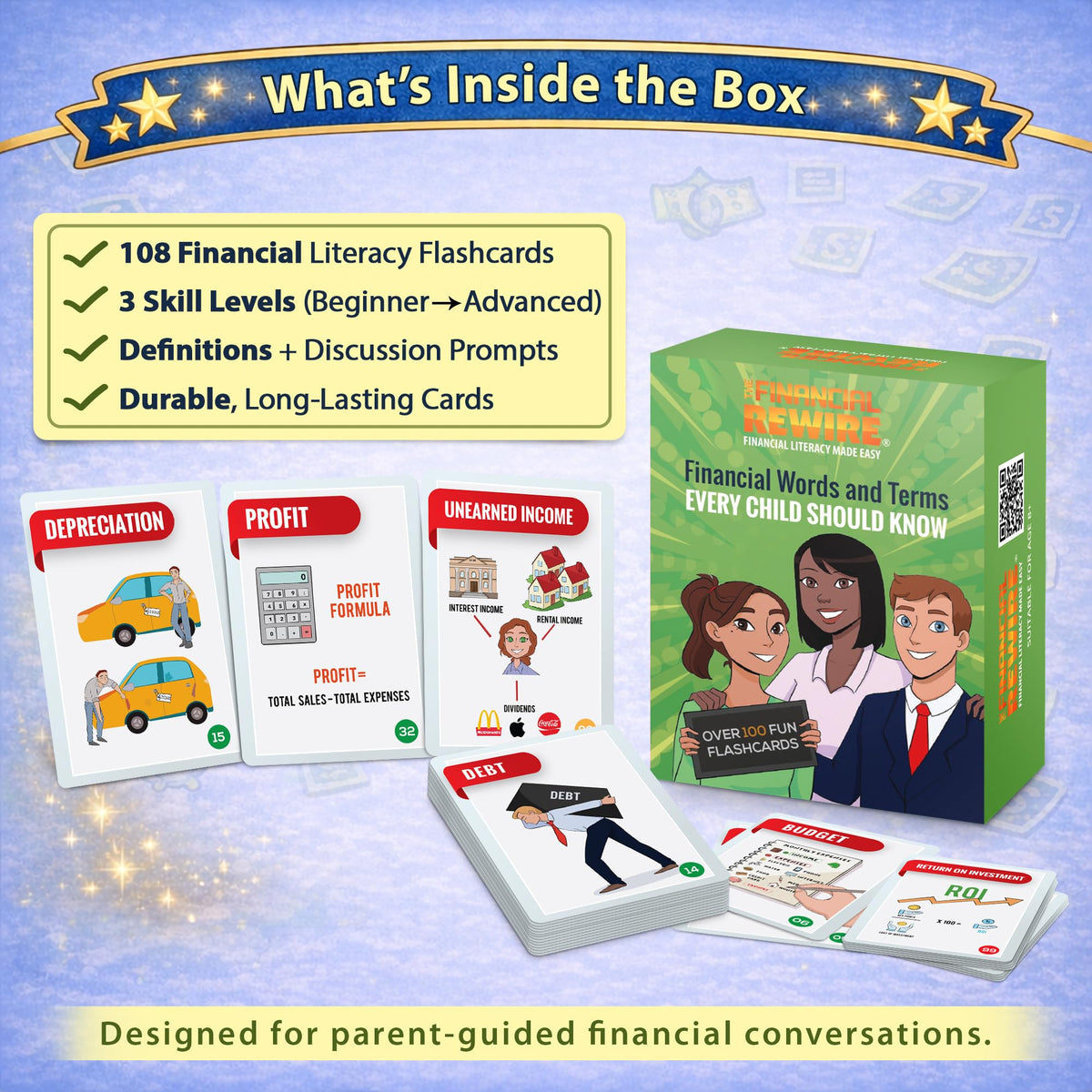 Financial Literacy Flashcards for Kids & Teens | 108 Money & Finance Terms with Images, Definitions