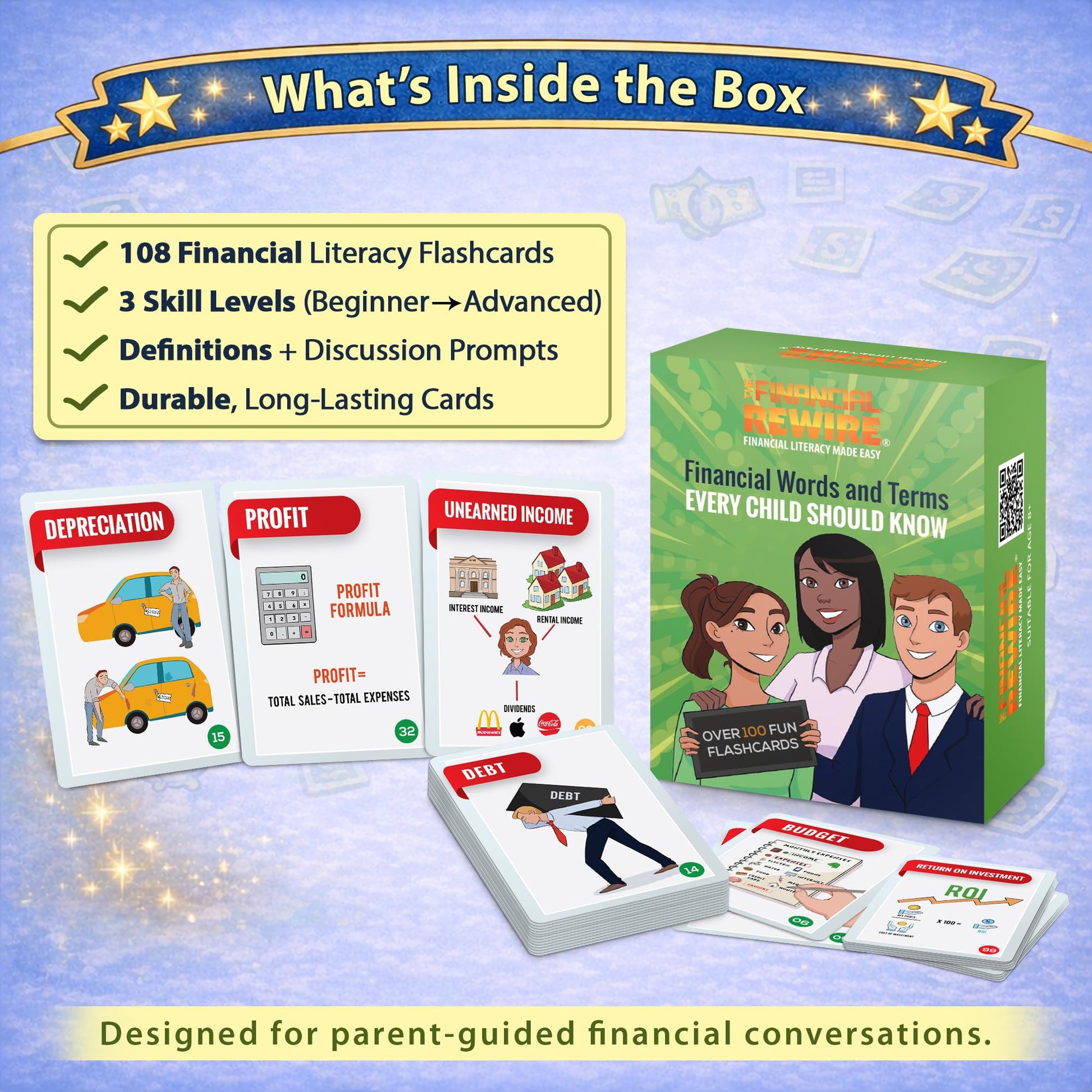 Financial Literacy Flashcards for Kids & Teens | 108 Money & Finance Terms with Images, Definitions