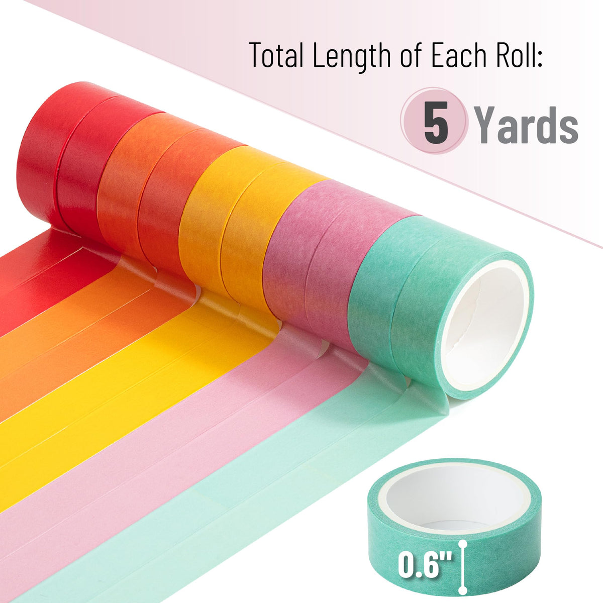 Mr. Pen- Washi Tape Set, 10 Rolls, 5 Yards/Roll, Washi Tape for Scrapbook