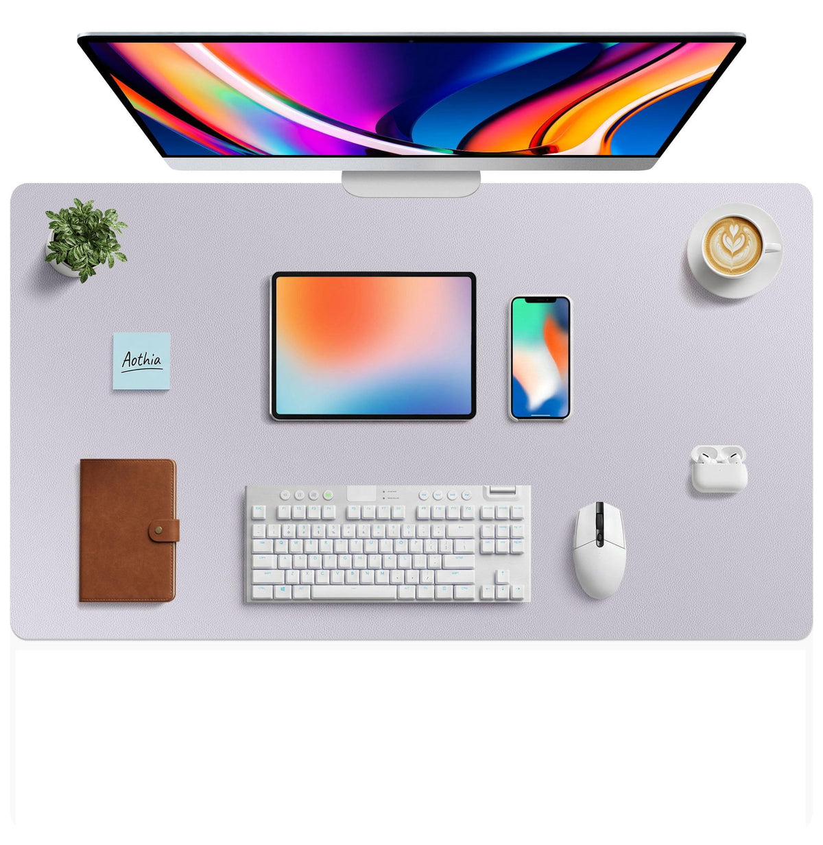 Aothia Faux Leather Desk Mat - Large Mouse Pad, Non-Slip PU Leather Blotter, Waterproof Writing