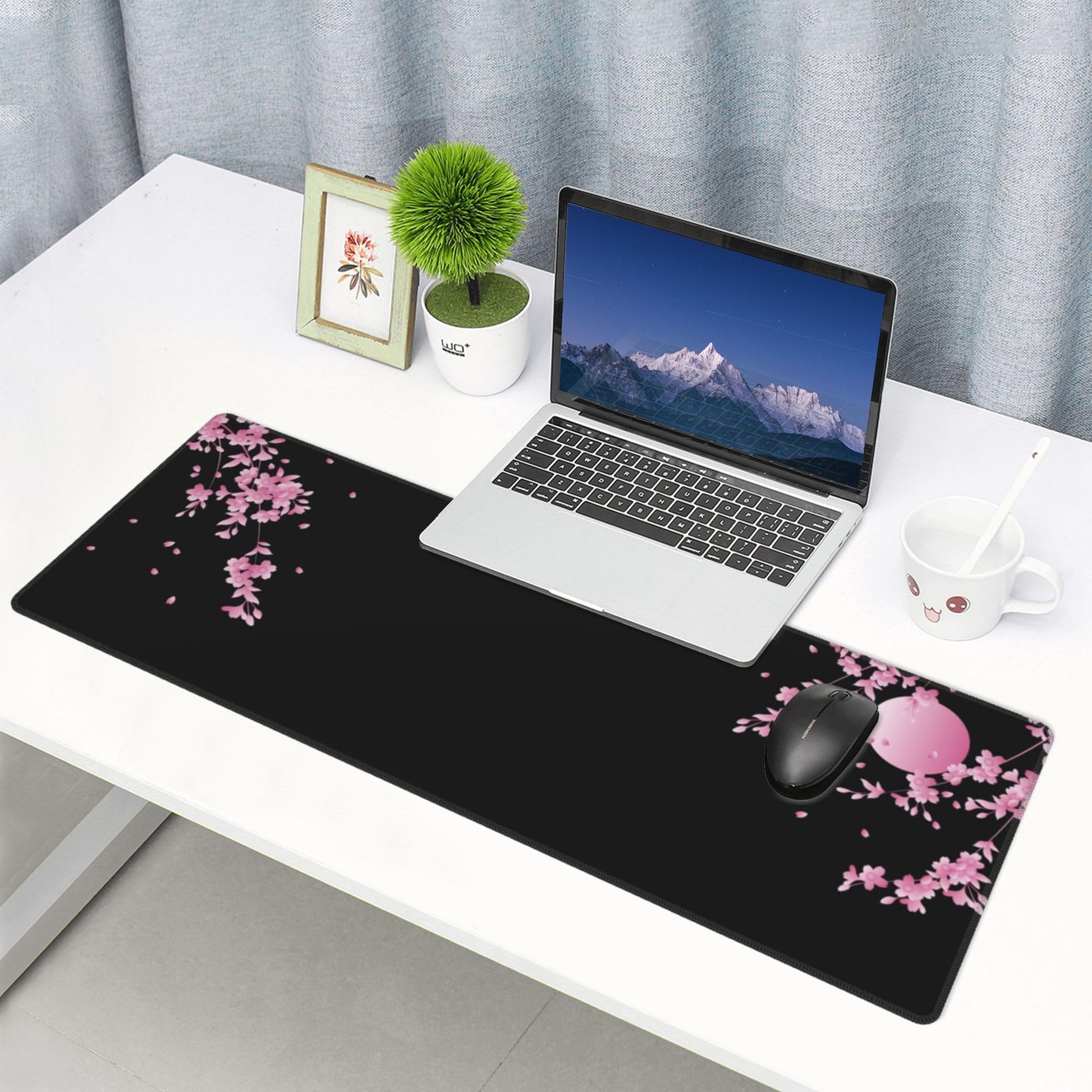 Japanese Gaming Mouse Pad Large Cherry Blossom Desk Mat, 31.5x11.8in, XL
