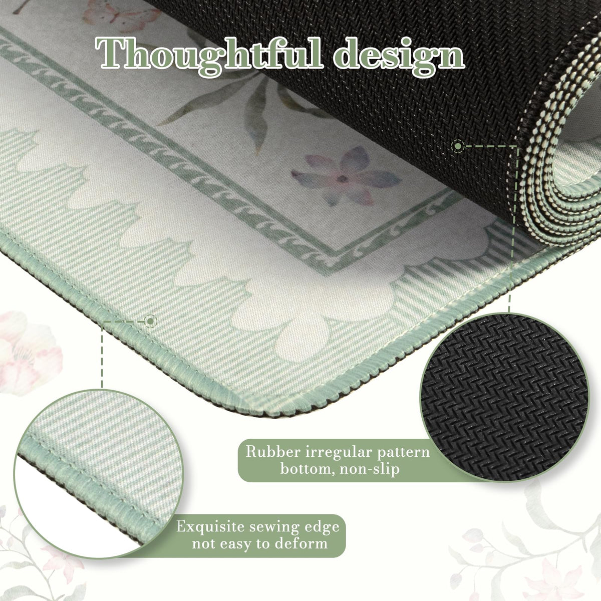 iCasso Desk Cover Mat Green,Extra Large Mouse Pad for Desktop,Floral