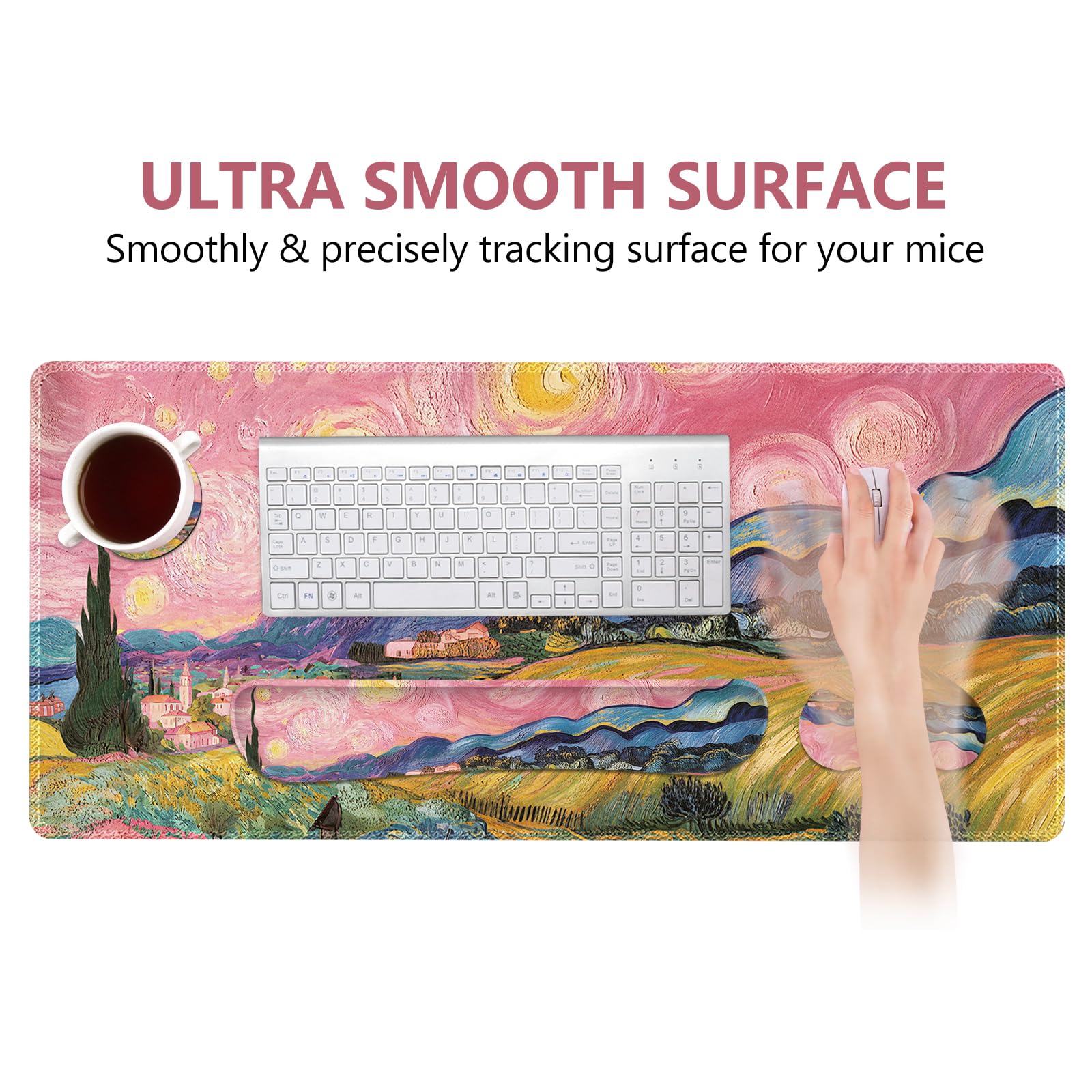 DINKY Desk Pad and Keyboard Wrist Rest, Large Mouse Pad +Keyboard Pad +Mouse Wrist Support