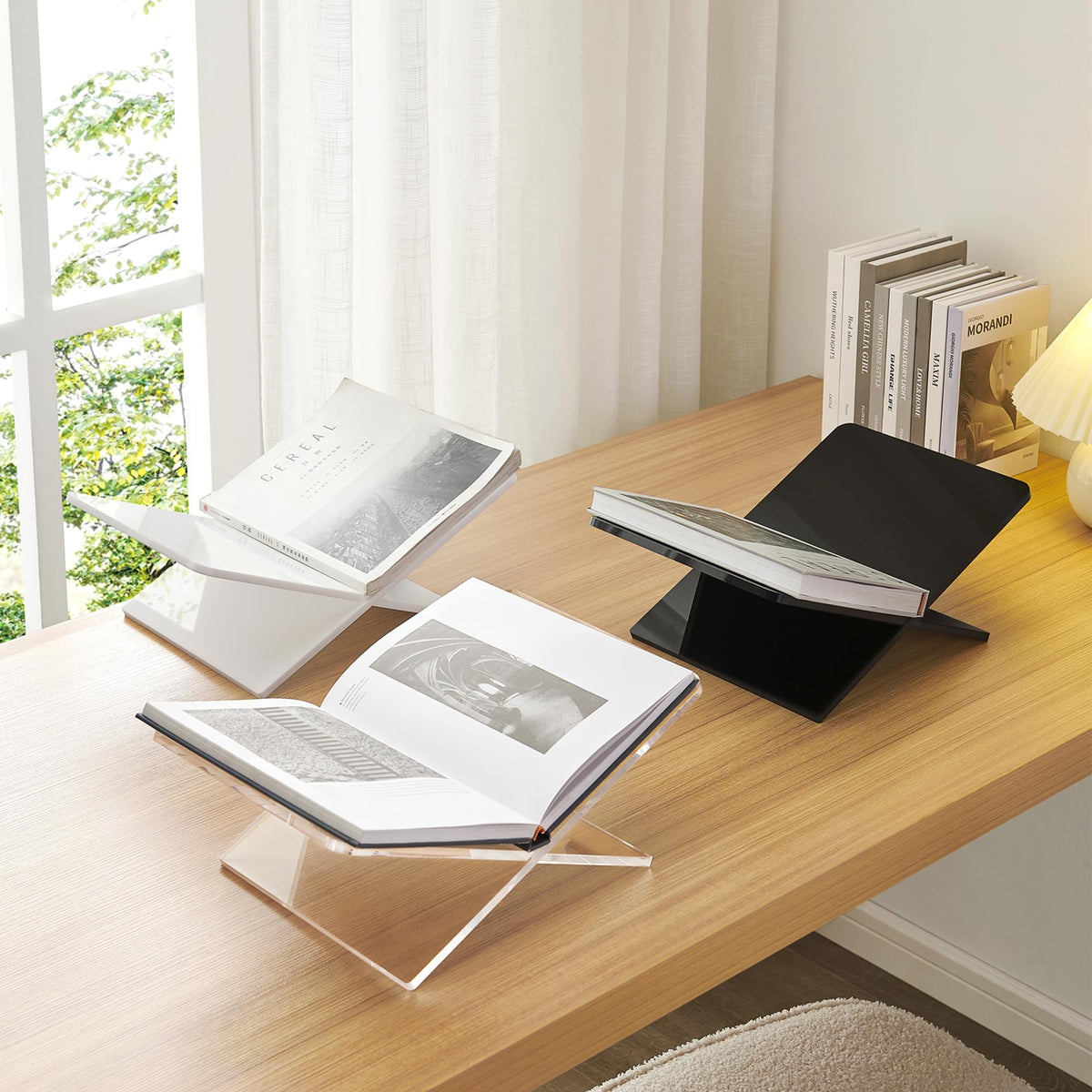 DECORANY Acrylic Book Stand 11 x 7 x 6 in Large Open Book Display Stand
