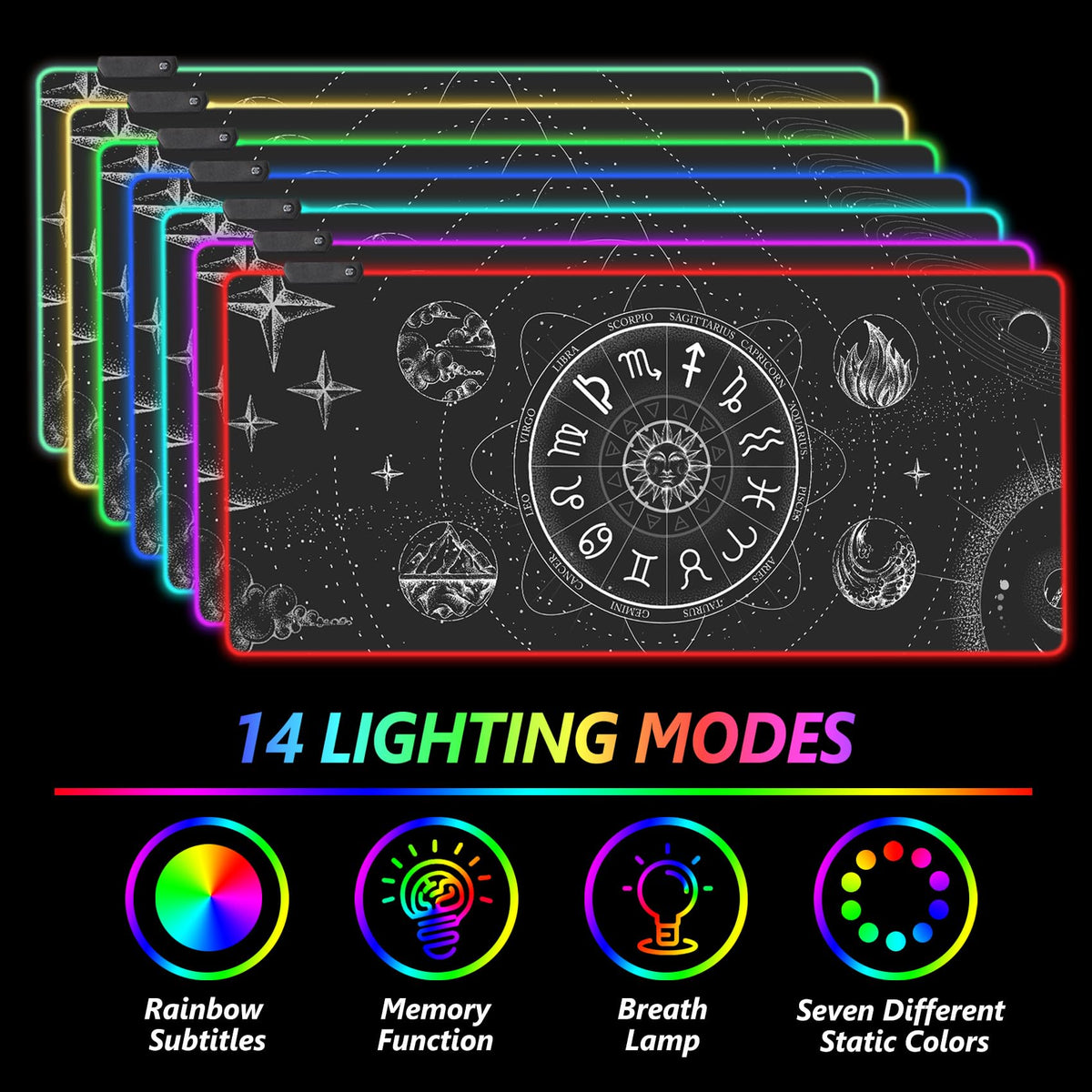 AIMSA RGB LED Gaming Mouse Pad, 14 Modes Glow Pad, Extra Large Gaming Mousepad, 35.4 x 15.8 inch
