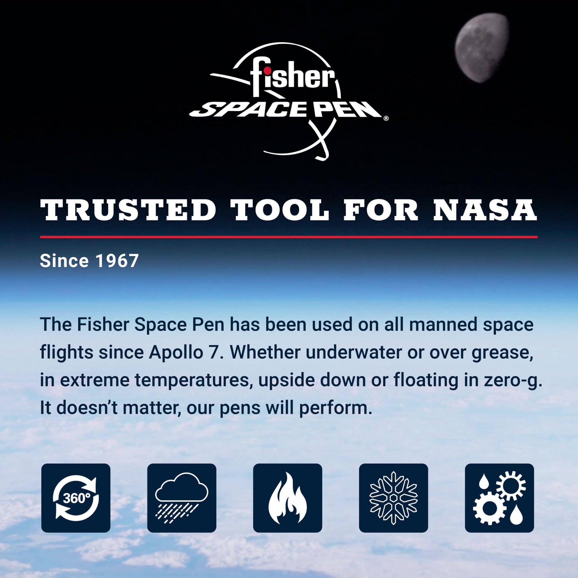Fisher Space Pen Red and Chrome Space Shuttle Imprint Cap-O-Matic Pen