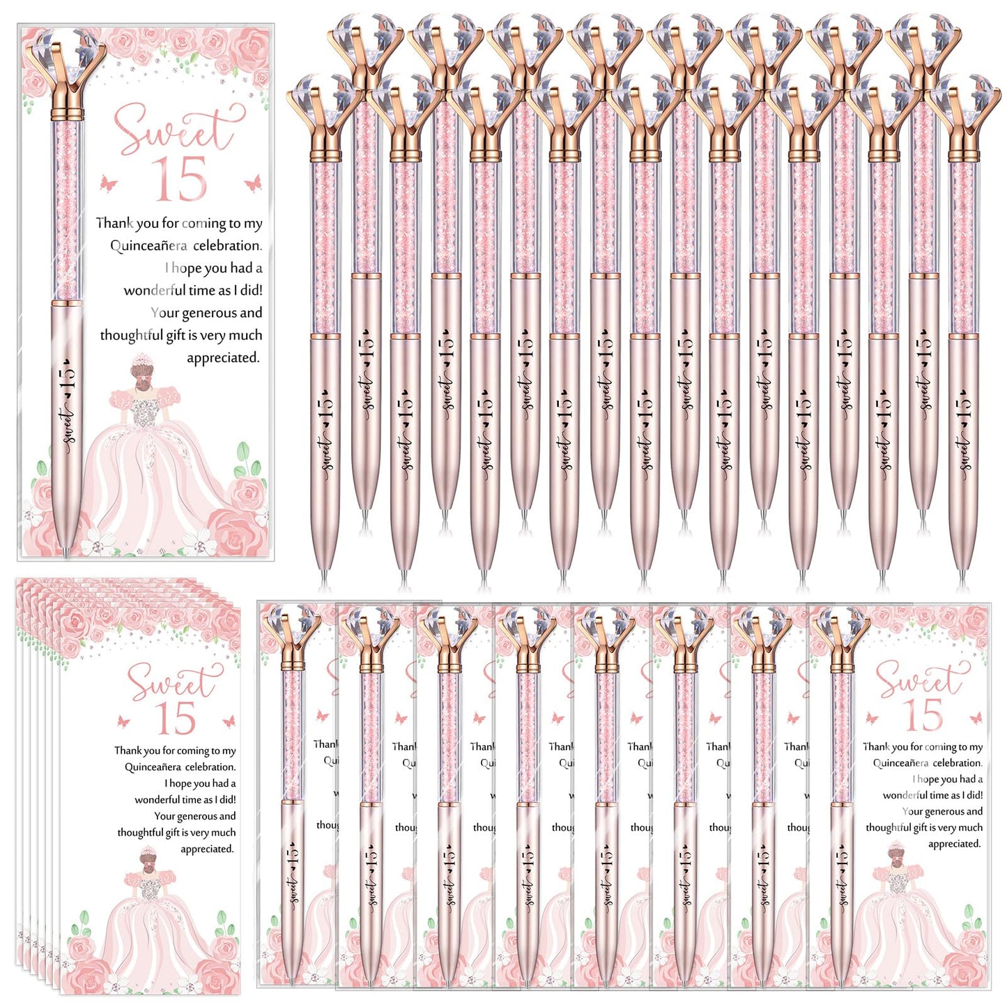 Sayglossy 30 Set Quinceanera Party Favor Sweet Gift, 15th, Rose Gold