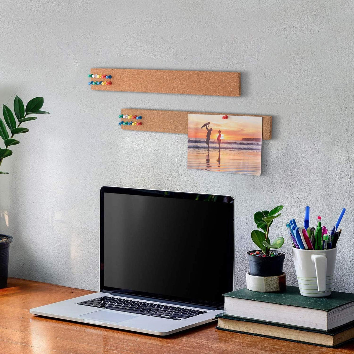 HBlife Cork Board Bulletin Board Bar Strip 15x2 Inch, 1/2 Inch Thick 8 Pack