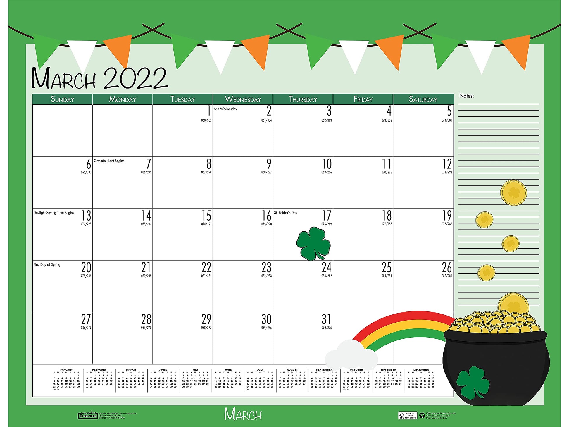 House of Doolittle 2022 Monthly Seasonal Desk Pad Calendar, 18.5 x 13 Inches, January - December