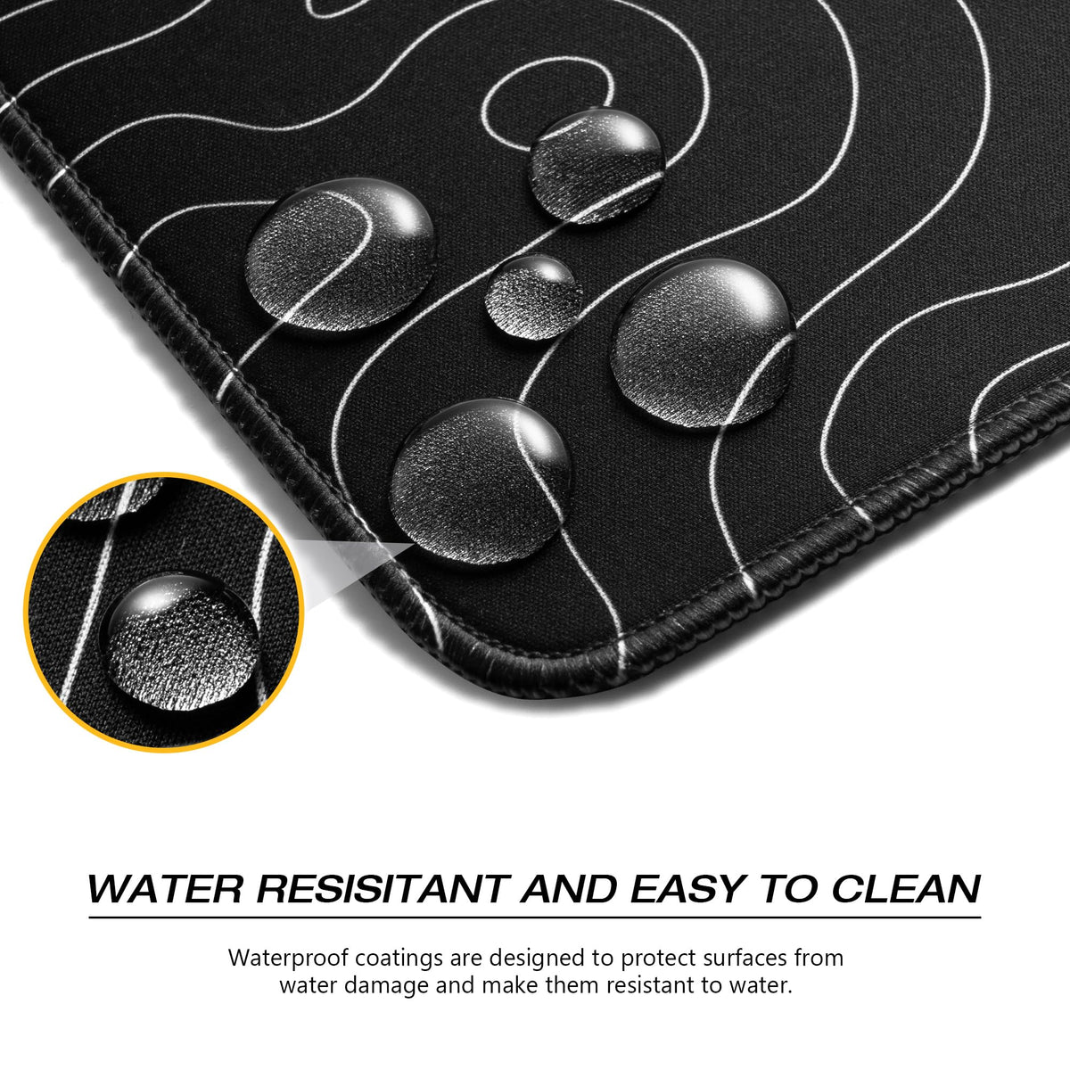 XVX Black and White Topographic Mousepad, XXLarge Gaming Mouse Pad for Desk 35.4x15.7