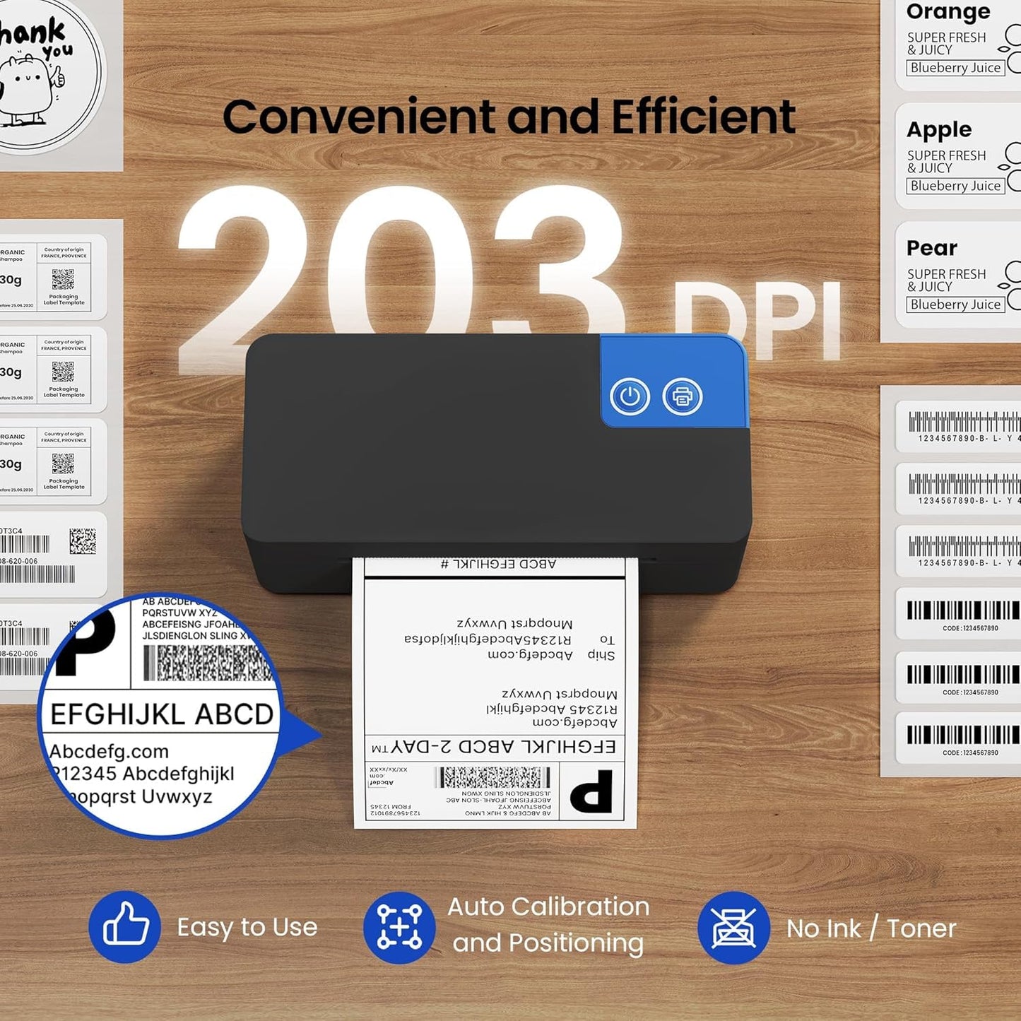 ETIKEZ Bluetooth Thermal Shipping Label Printer, 4x6 Thermal Label Printer