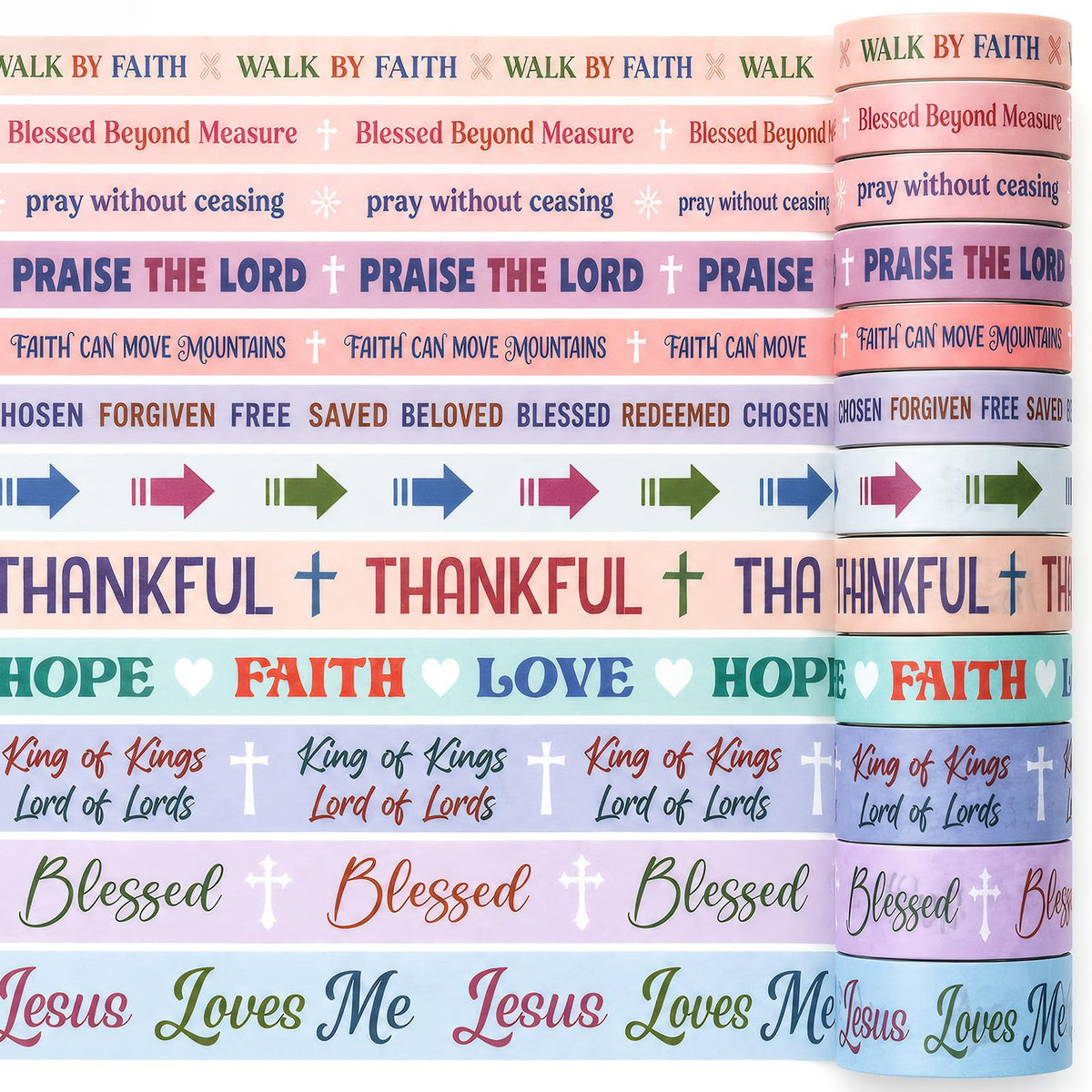 Janlaugh 24 Rolls Christian Washi Tape Gifts, Pastel Religious, Multi-Size