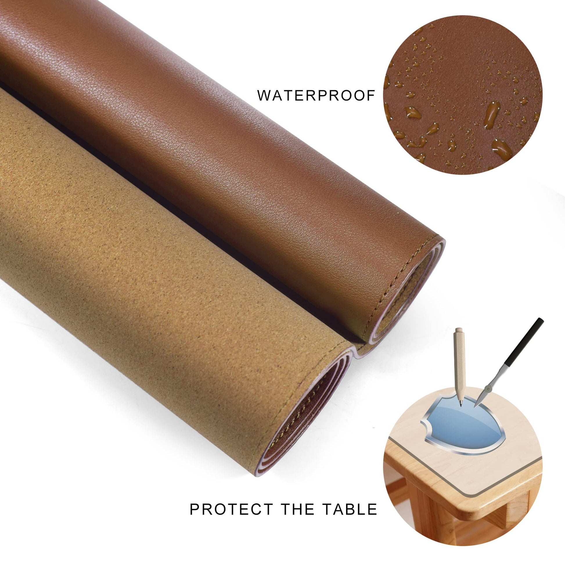 MAIDERN 40" x 16" Cork & Leather Desk Pad, Large XXL Mat, Full Mouse Pad, Reversible Protector for