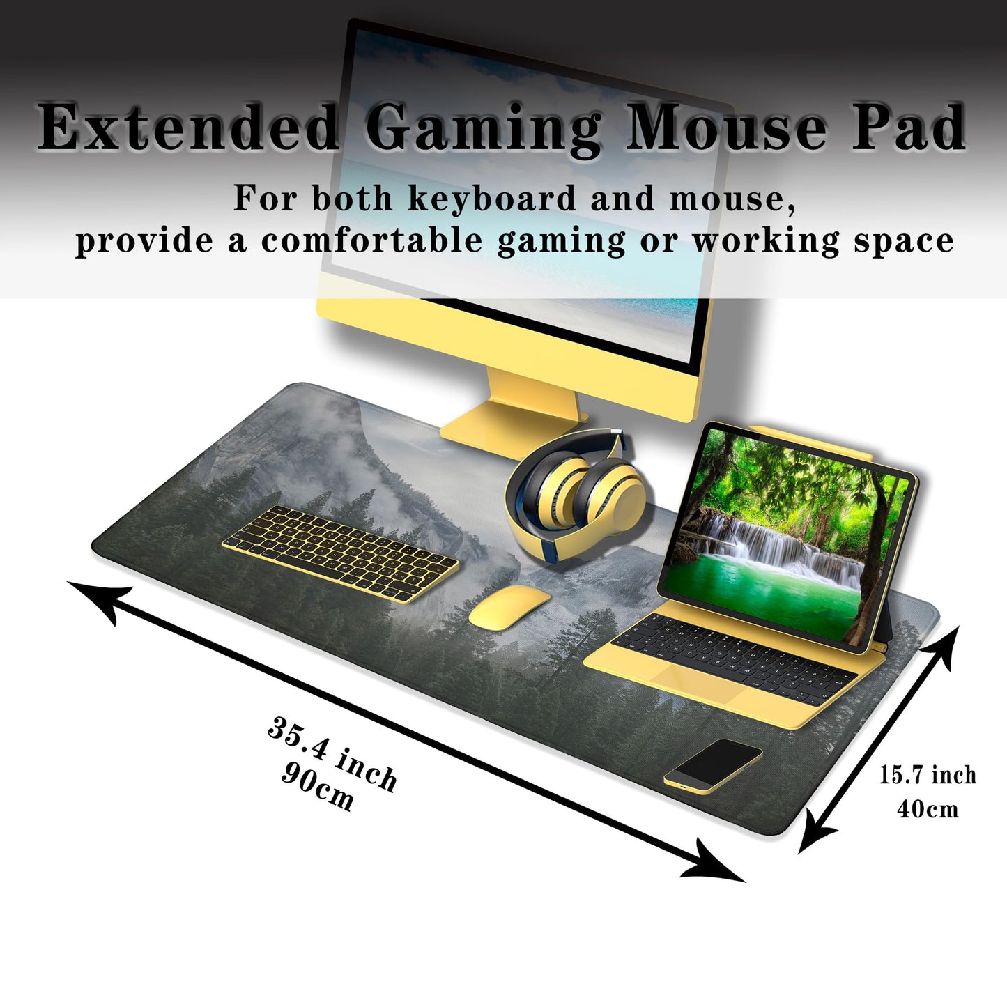 Samgula Gaming Mouse Pad - Green XXL Non-Slip Rubber Base 35.4" X 15.7" for Game Office, Park