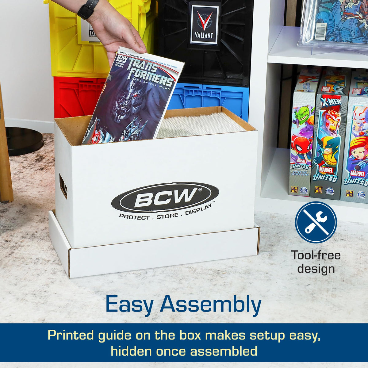 BCW Short Comic Storage Boxes, Holds 150-175 Comics Each, White, 3 Pack