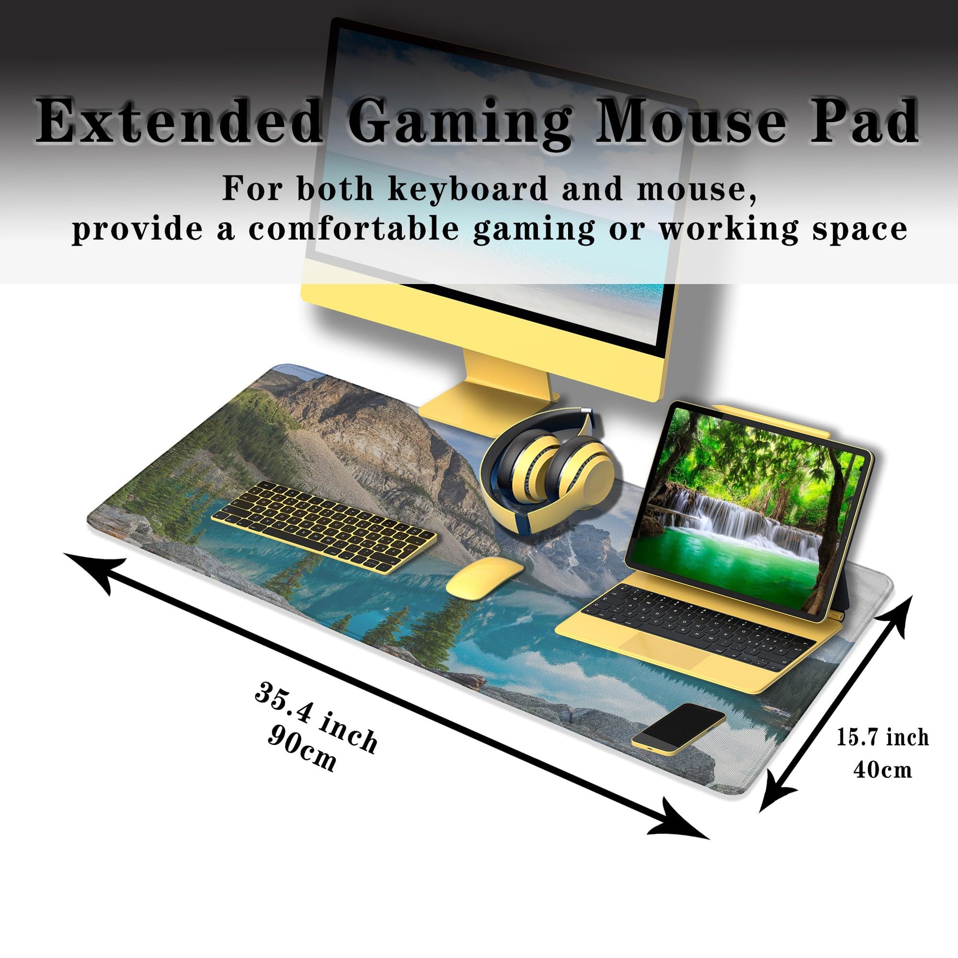 Samgula Gaming Mouse Pad Green Full Mousepad Large Desk Pad Keyboard Mat The Mousepad Non-Slip