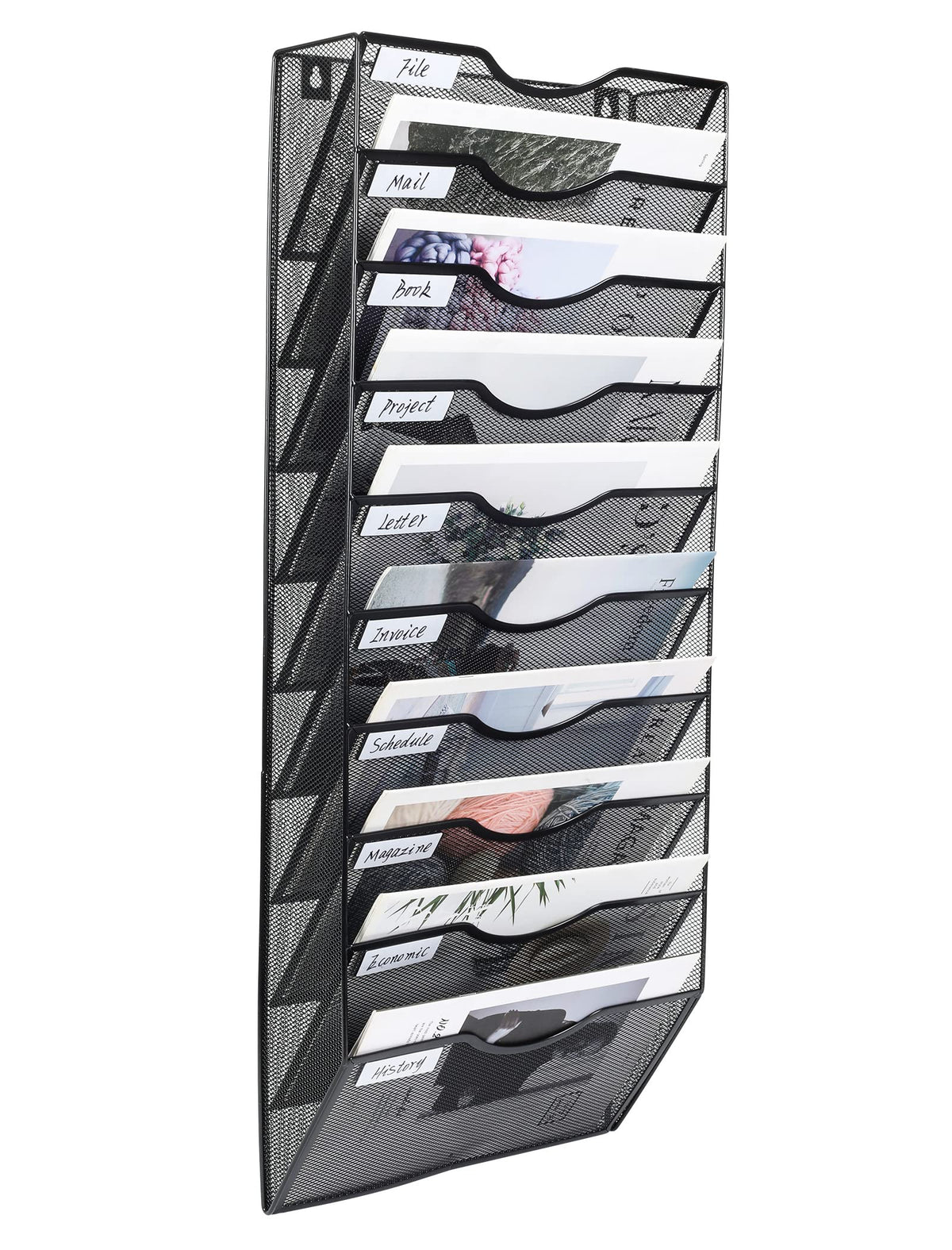 PAG-Mass Hanging Wall File Holder Organizer Mail Sorter Literature Rack for Office, 10 Pockets