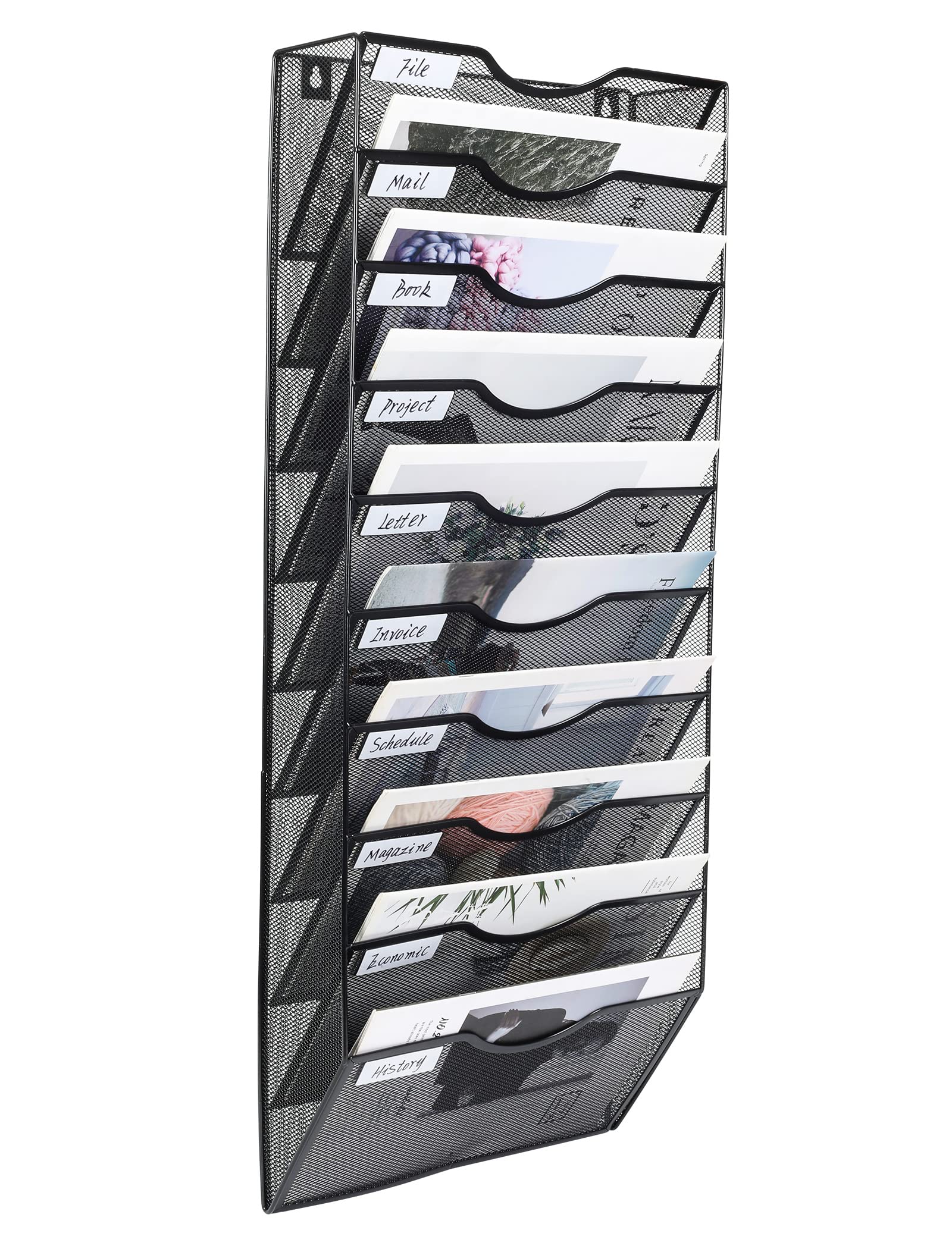 PAG-Mass Hanging Wall File Holder Organizer Mail Sorter Literature Rack for Office, 10 Pockets
