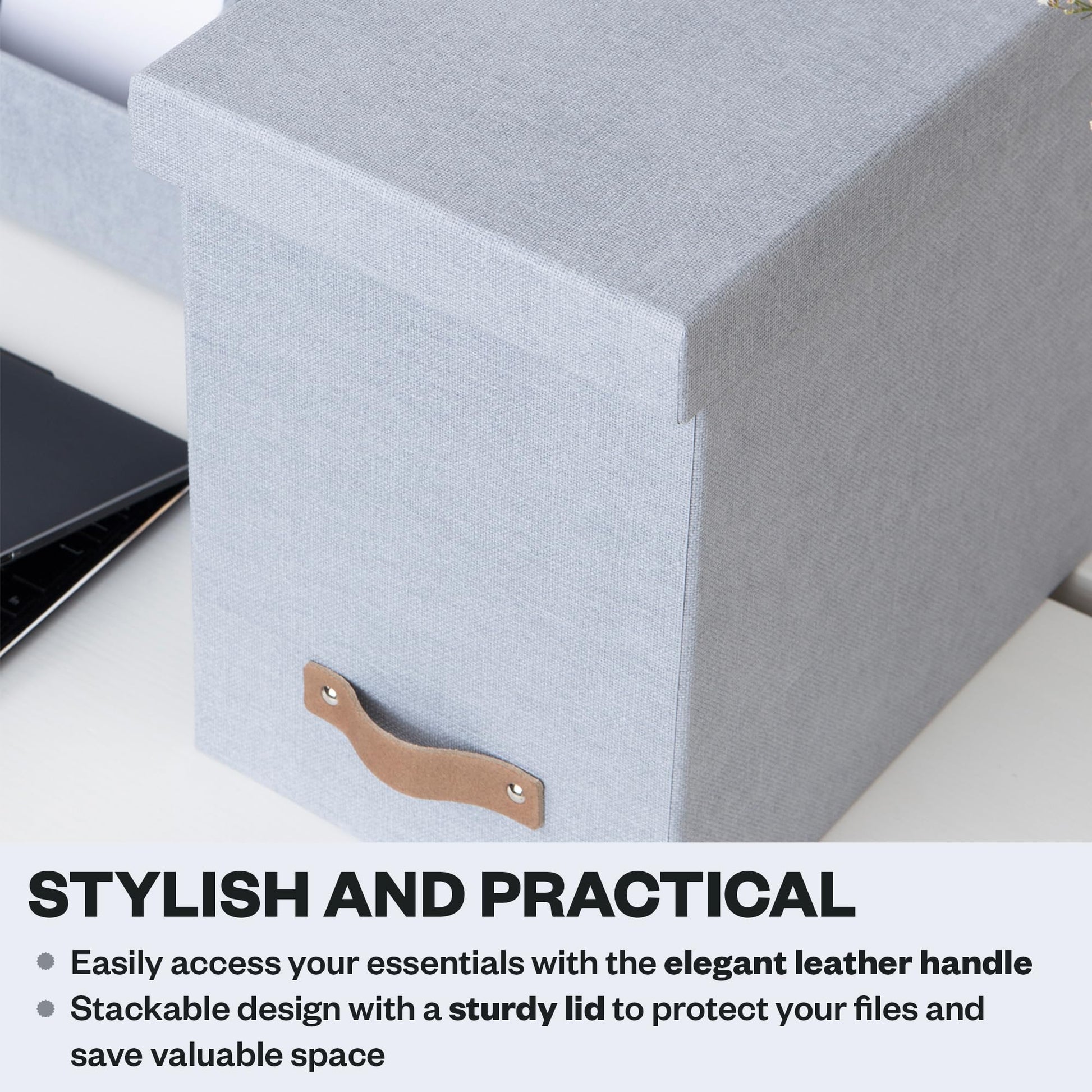 Bigso John File Box - File Storage Box and File Organizer for Important Paperwork - Durable Hanging