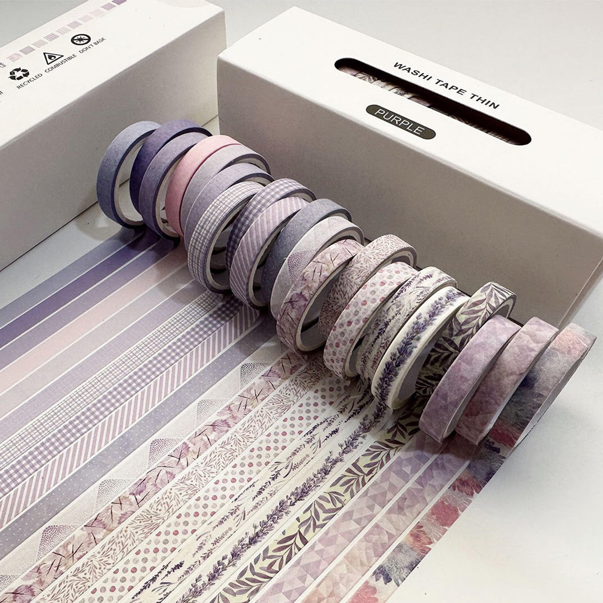 YUBX Vintage Washi Tape Set 20 Rolls Skinny Retro Decorative Antique Patterns Masking Tapes for
