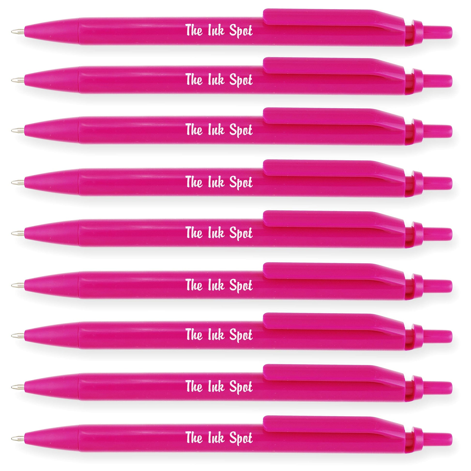 100 Excel Classic Click Personalized Custom Printed Pens – Neon Pink
