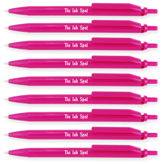 100 Excel Classic Click Personalized Custom Printed Pens – Neon Pink
