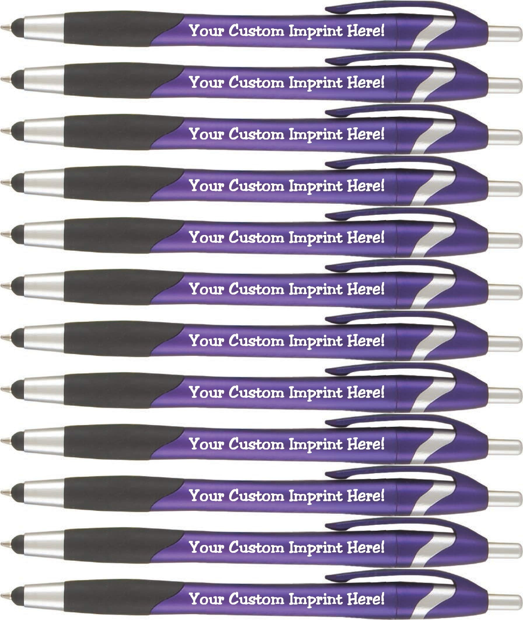 ExpressDesigns™ The Glide Ballpoint Pen with Stylus. Click action Custom Personalized Black writing