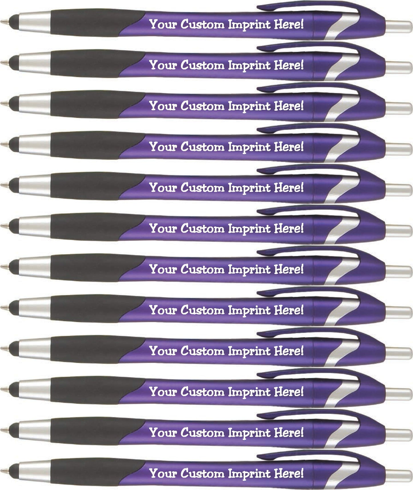 ExpressPencils Personalized Purple Stylus Pen - The Glide - Click Action - Custom - Black Ink - 12