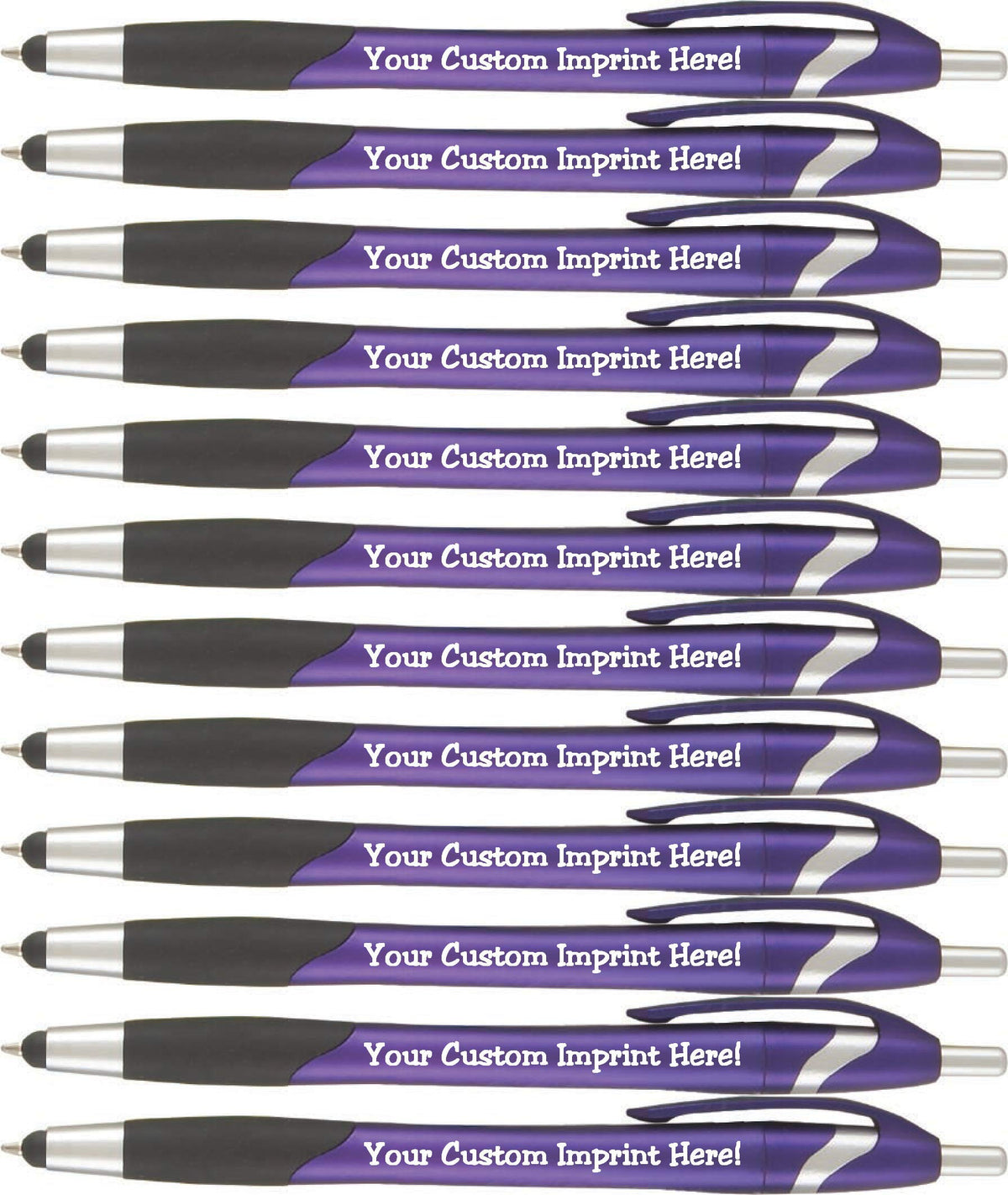 ExpressPencils Personalized Purple Stylus Pen - The Glide - Click Action - Custom - Black Ink - 12