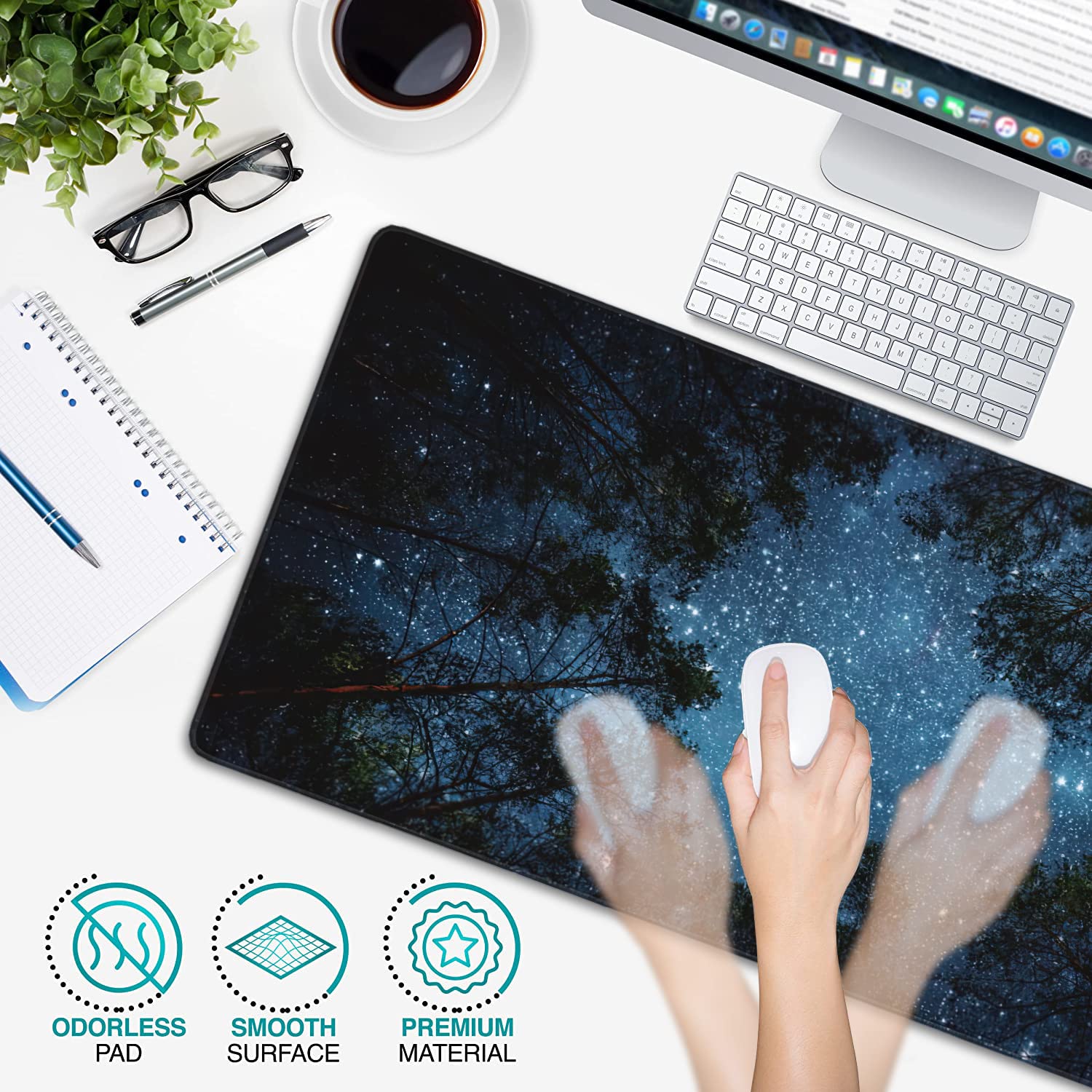 Beautiful Night Sky and Milky Way Gaming Mouse Pad XXL Large Desk Mouse Pad Keyboard Mat with