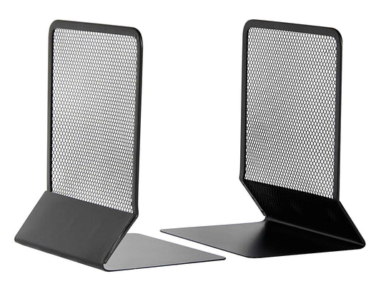 OSCO Black Wiremesh Bookends | 1 Pair | Two Bookends | Shelves & Bookcases | H17.5 x W12.5 x D13 cm