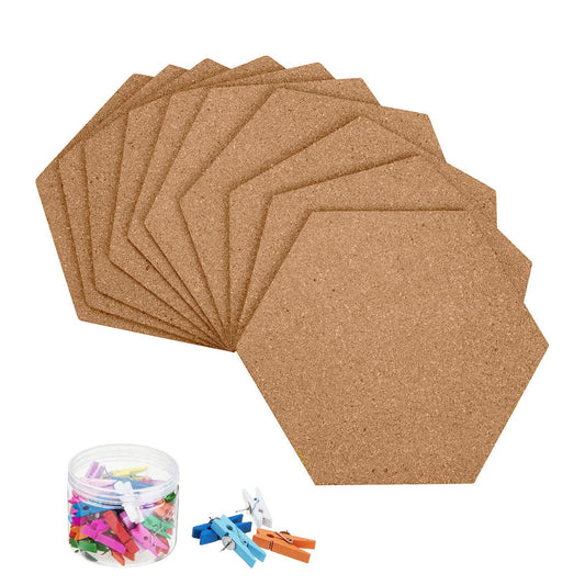 HBlife 10 Pack Self-Adhesive Cork Board Tiles Mini Wall Bulletin Board