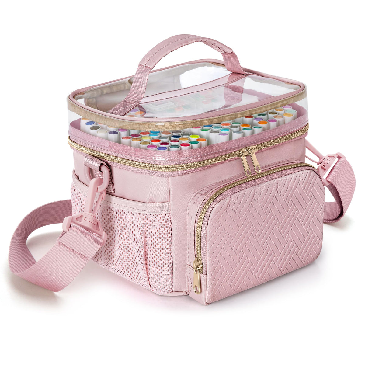 Rexmica Marker Organizer Case Storage Bag for 100 Markers, Pink