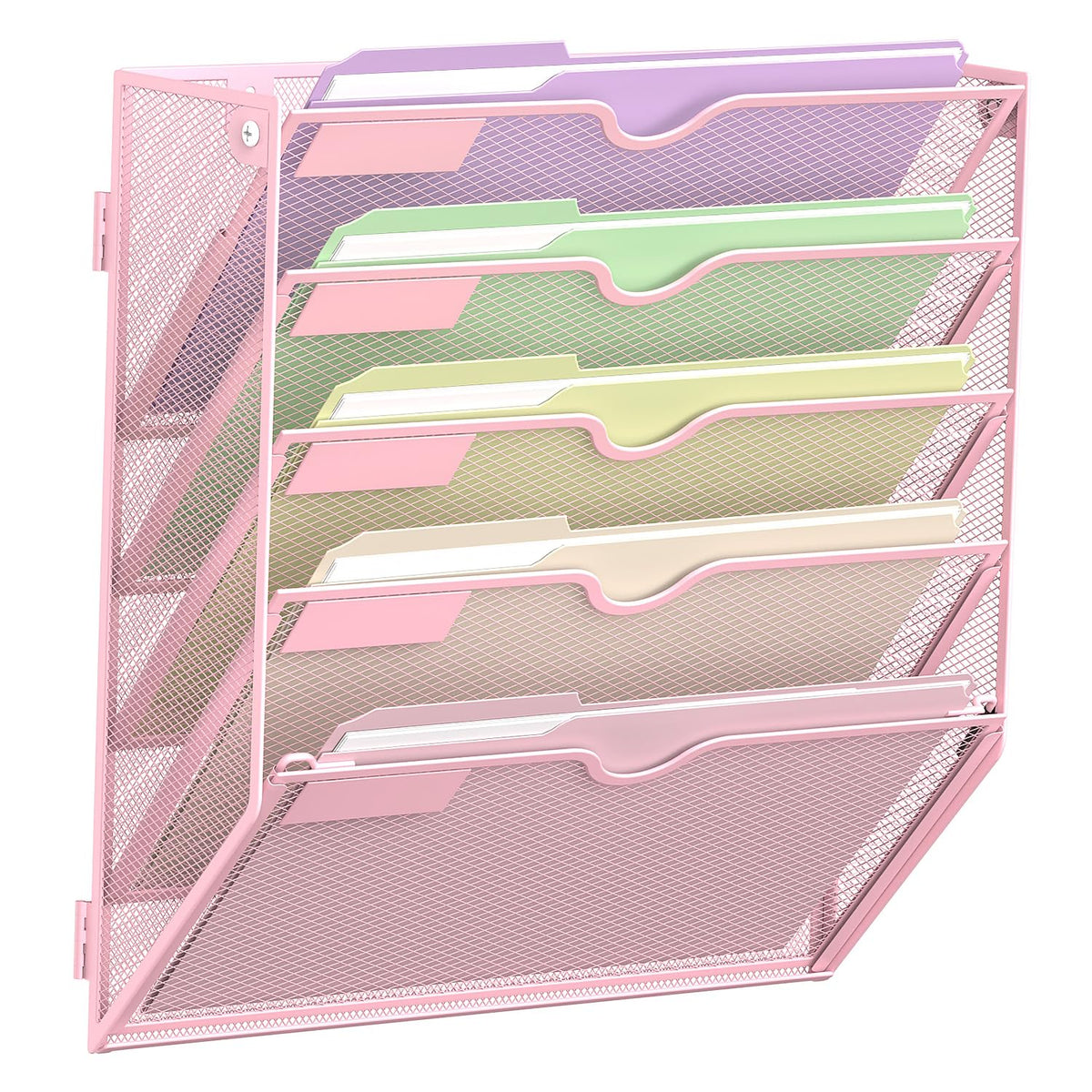 SUPEASY 5 Tier Wall File Organizer, Hanging Wall Mounted Mail Organizer with Label Slots, Metal