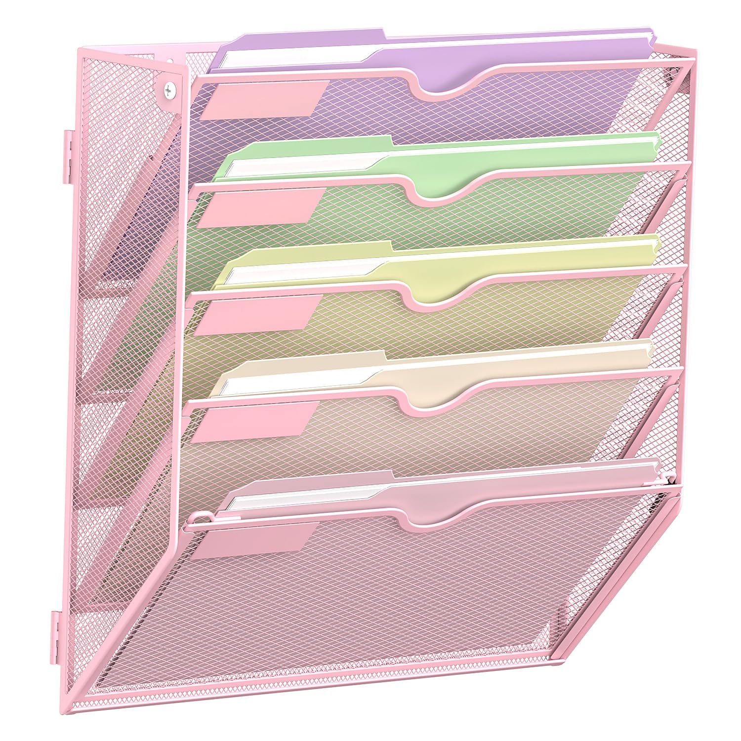 SUPEASY 5 Tier Wall File Organizer, Hanging Wall Mounted Mail Organizer with Label Slots, Metal