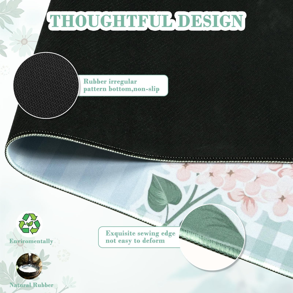 iCasso Floral Computer Mouse Pad, Desk Mat for Desktop