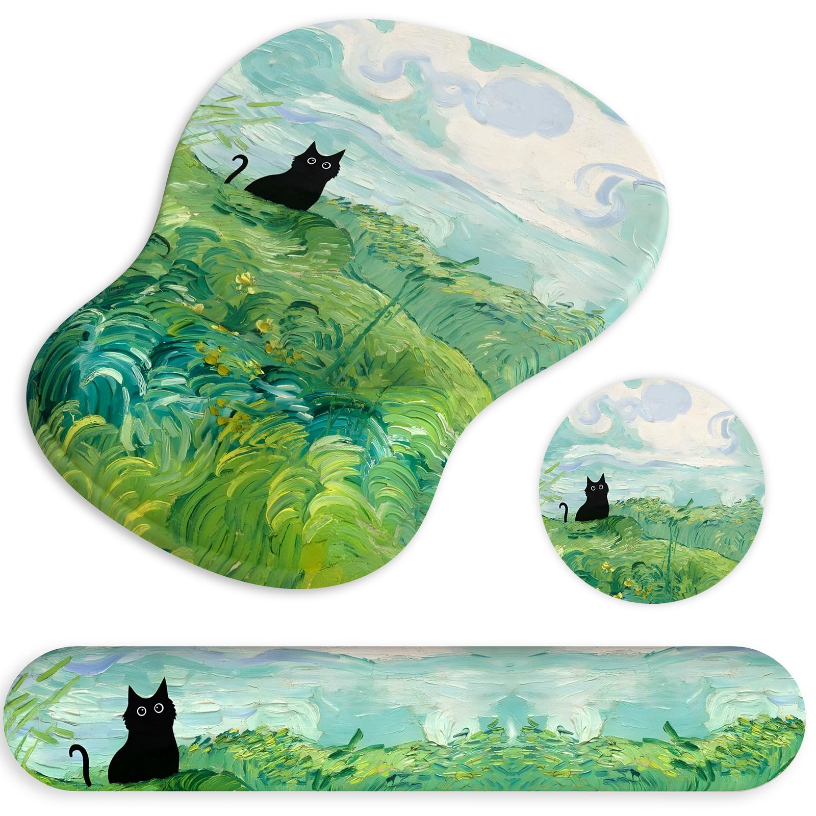 Ergonomic Mouse Pad with Wrist Rest and Keyboard Wrist Rest, Gel Mousepad