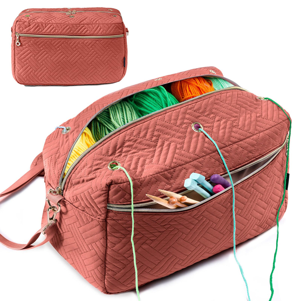 MYBAGZING Crochet Bag Yarn Storage Organizer for Knitting &Crochet Projects