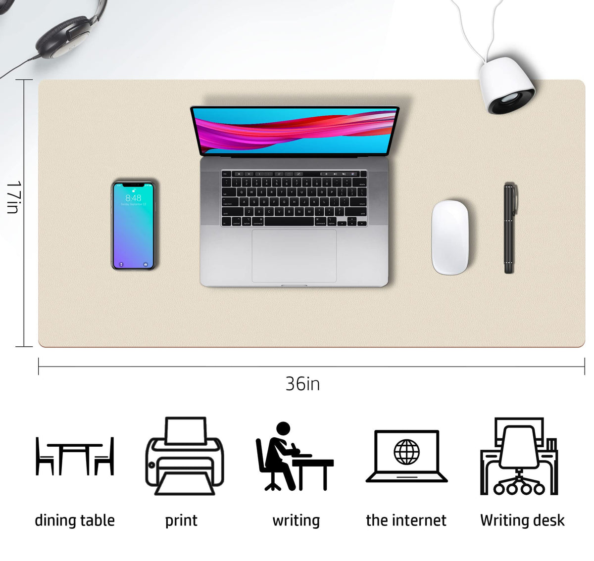 Aothia Double-Sided PU Leather Desk Pad - Non-Slip Large Mouse Pad & Desk Mat for Office, Home