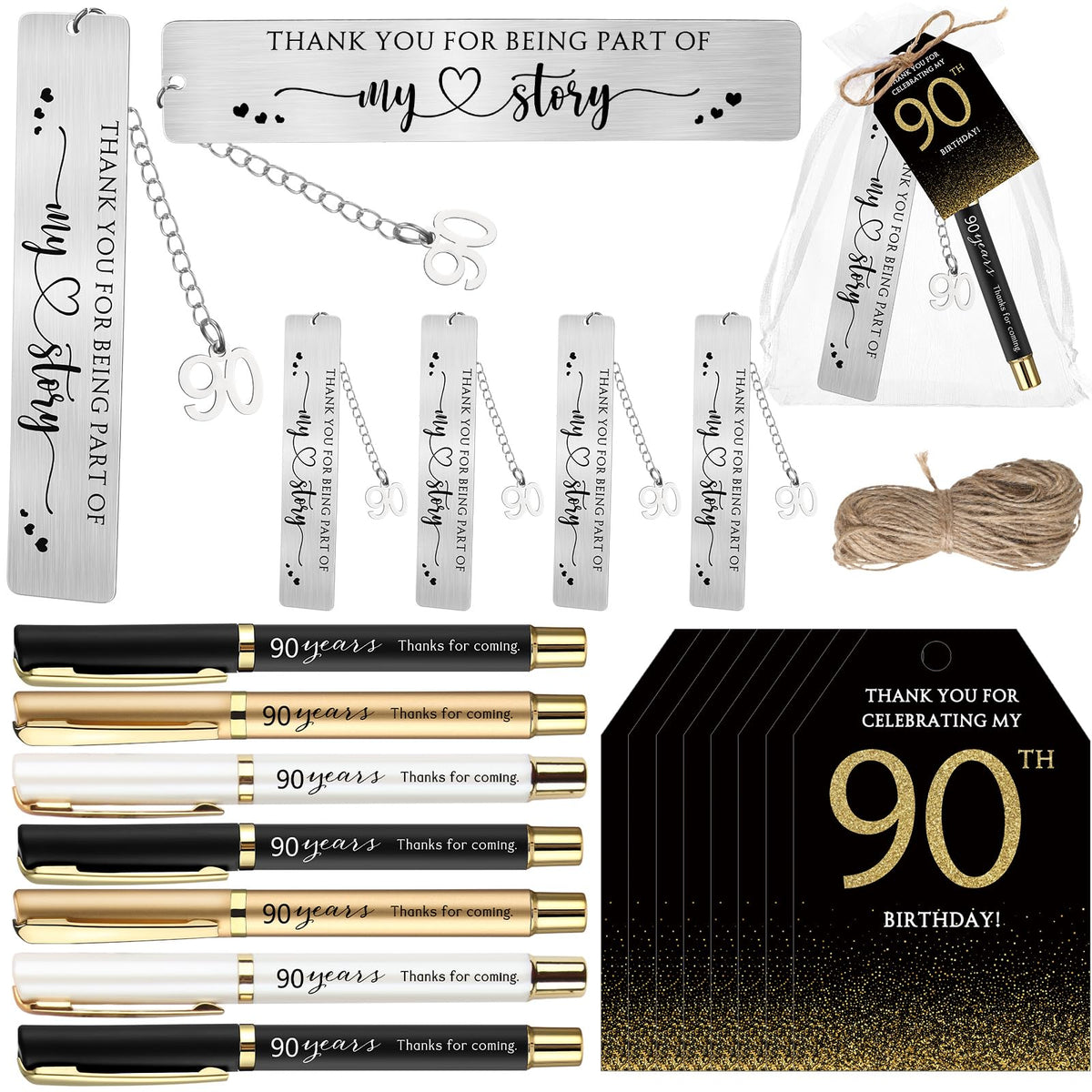 Sinload 25 Sets Birthday Favors for Guests 25 Thanks for Coming Ballpoint Pens 25 Metal Bookmarks