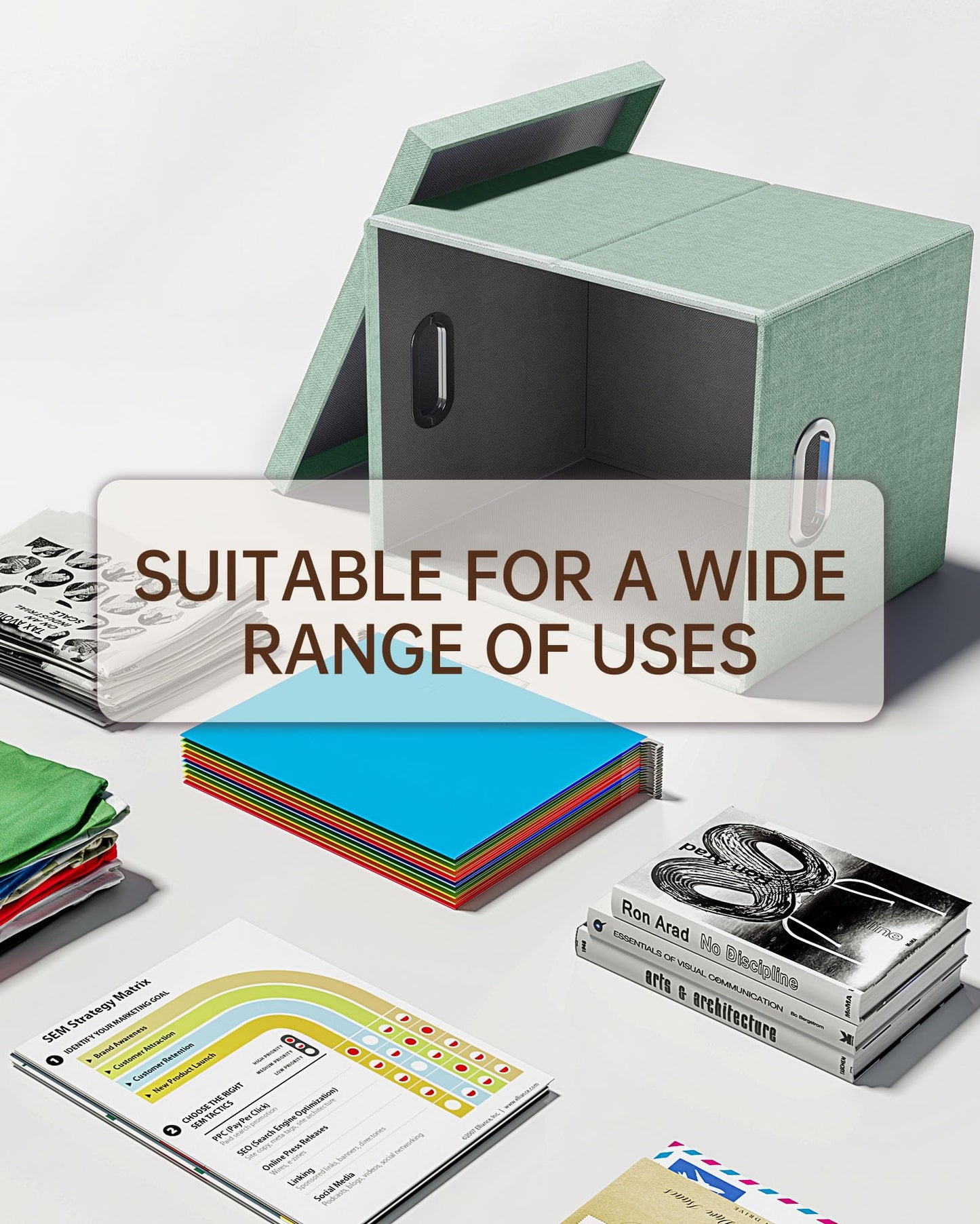 Oterri File Organizer, File Box, File Cabinet for Letter File Folder Storage, Portable Storage Bins